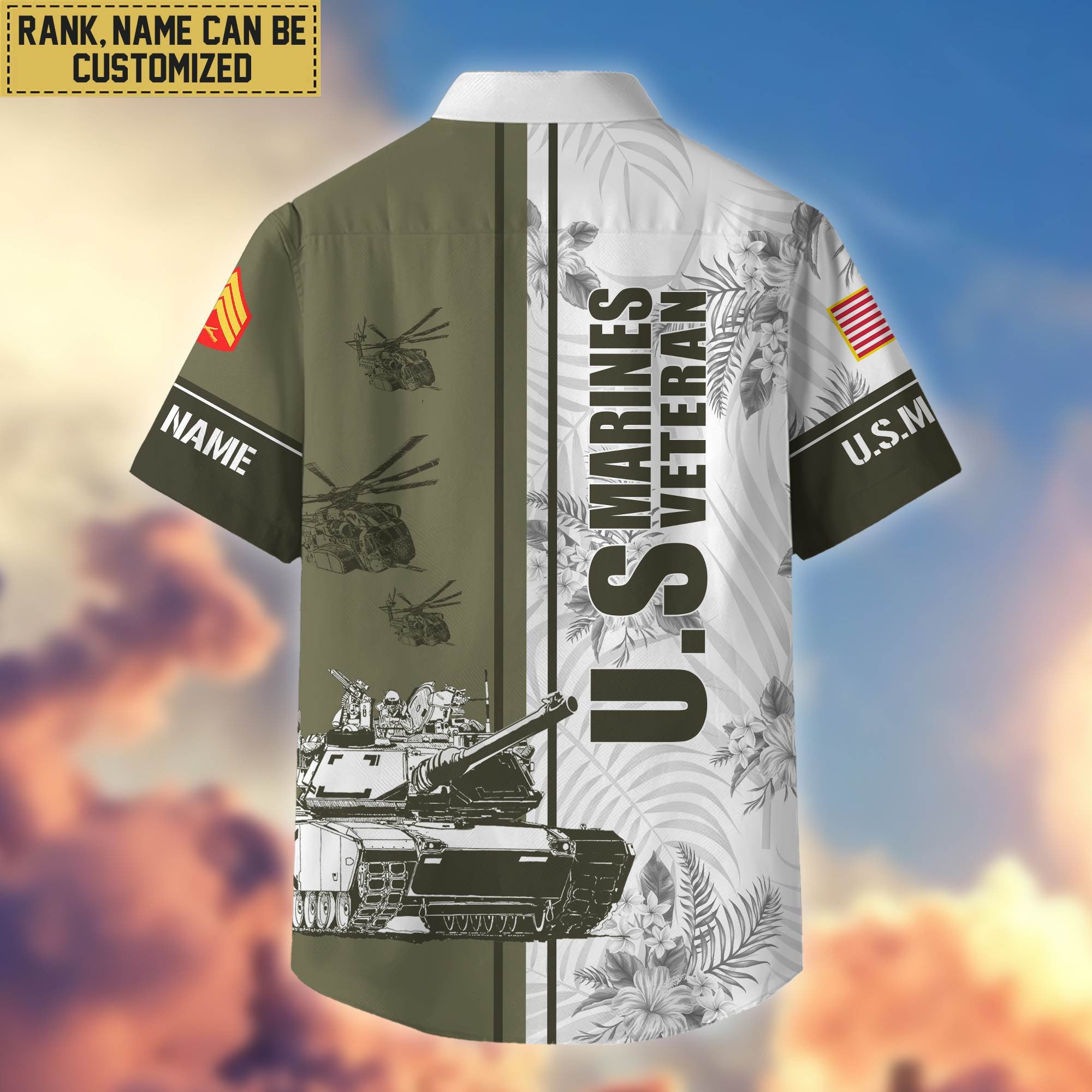 Premium Custom Name, Rank USMC Veteran Hawaii Shirt With Pocket, Gifts For Veterans Day, Father's Day, Gifts for Marine Veteran VPVC401103