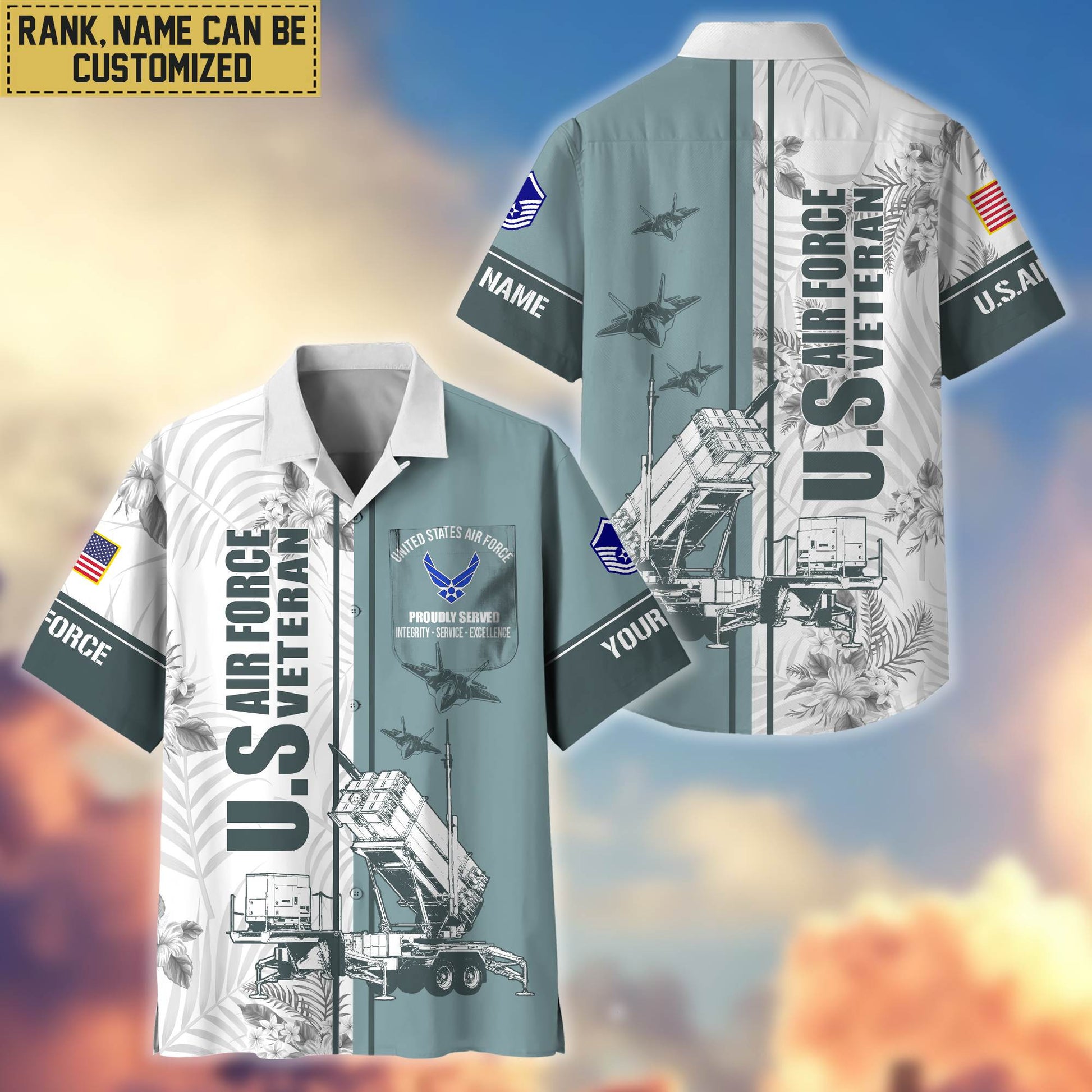 Premium Custom Name, Rank USAF Veteran Hawaii Shirt With Pocket, Gifts For Veterans Day, Father's Day, Gifts for Air Force Veteran VPVC401104
