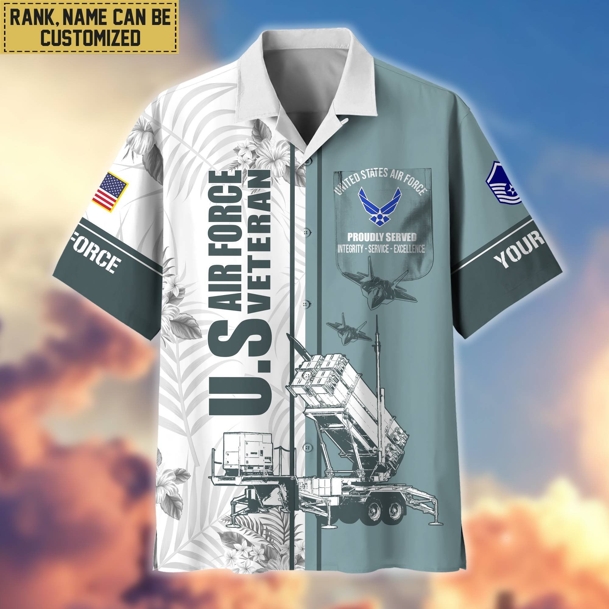 Premium Custom Name, Rank USAF Veteran Hawaii Shirt With Pocket, Gifts For Veterans Day, Father's Day, Gifts for Air Force Veteran VPVC401104