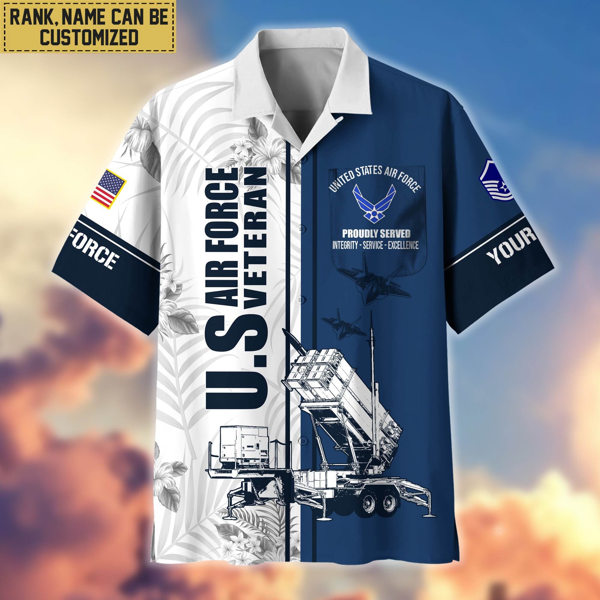 Premium Custom Name, Rank USAF Veteran Hawaii Shirt With Pocket, Gifts For Veterans Day, Father's Day, Gifts for Air Force Veteran VPVC401104