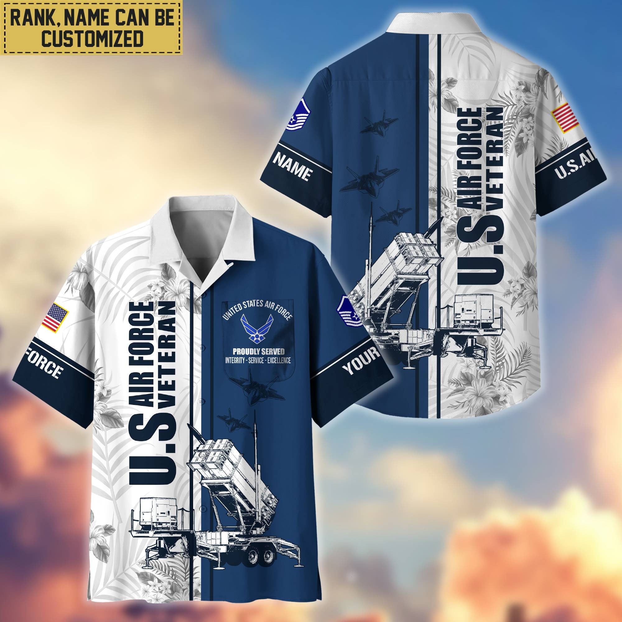 Premium Custom Name, Rank USAF Veteran Hawaii Shirt With Pocket, Gifts For Veterans Day, Father's Day, Gifts for Air Force Veteran VPVC401104