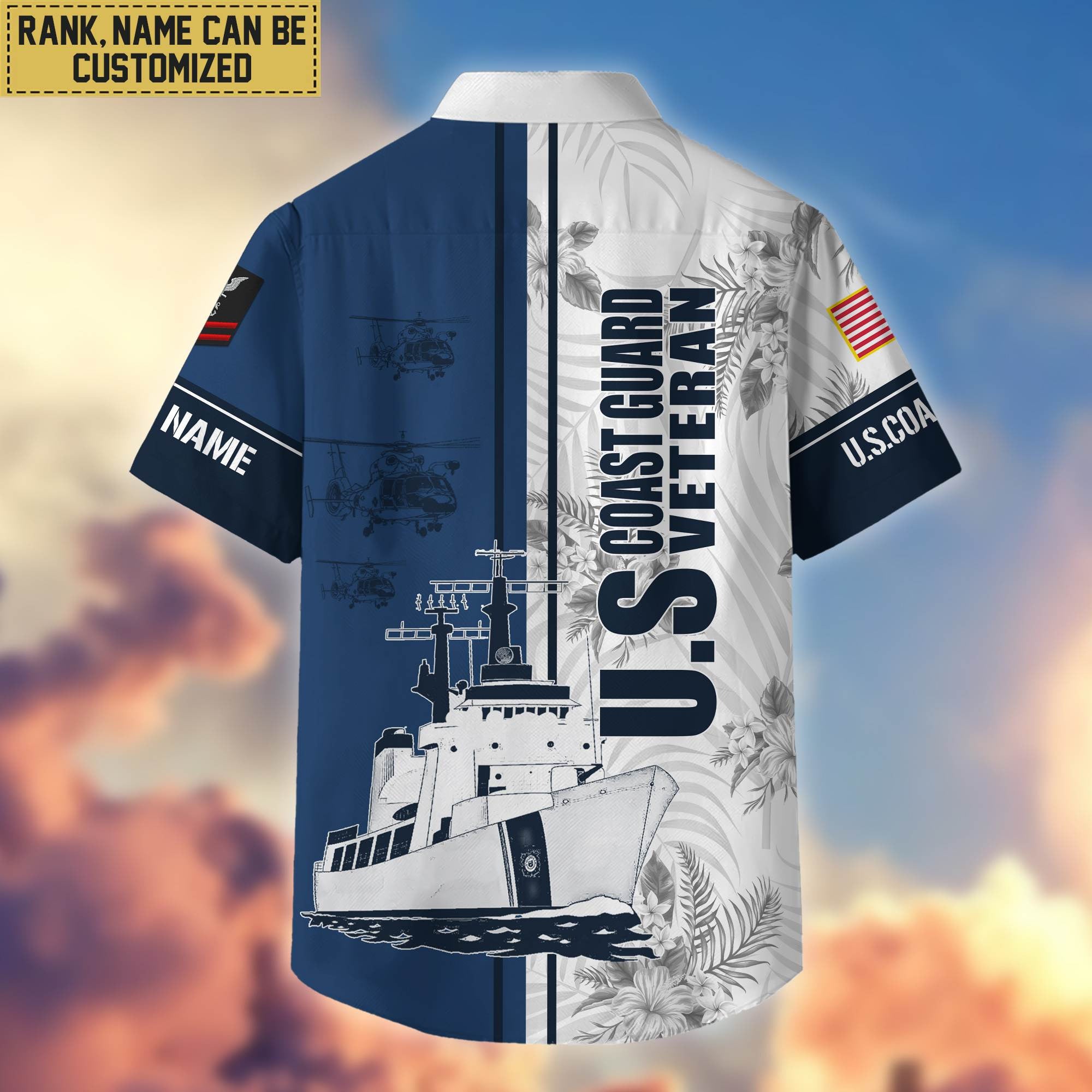 Premium Custom Name, Rank USCG Veteran Hawaii Shirt With Pocket, Gifts For Veterans Day, Father's Day, Gifts for Coast Guard Veteran VPVC401105
