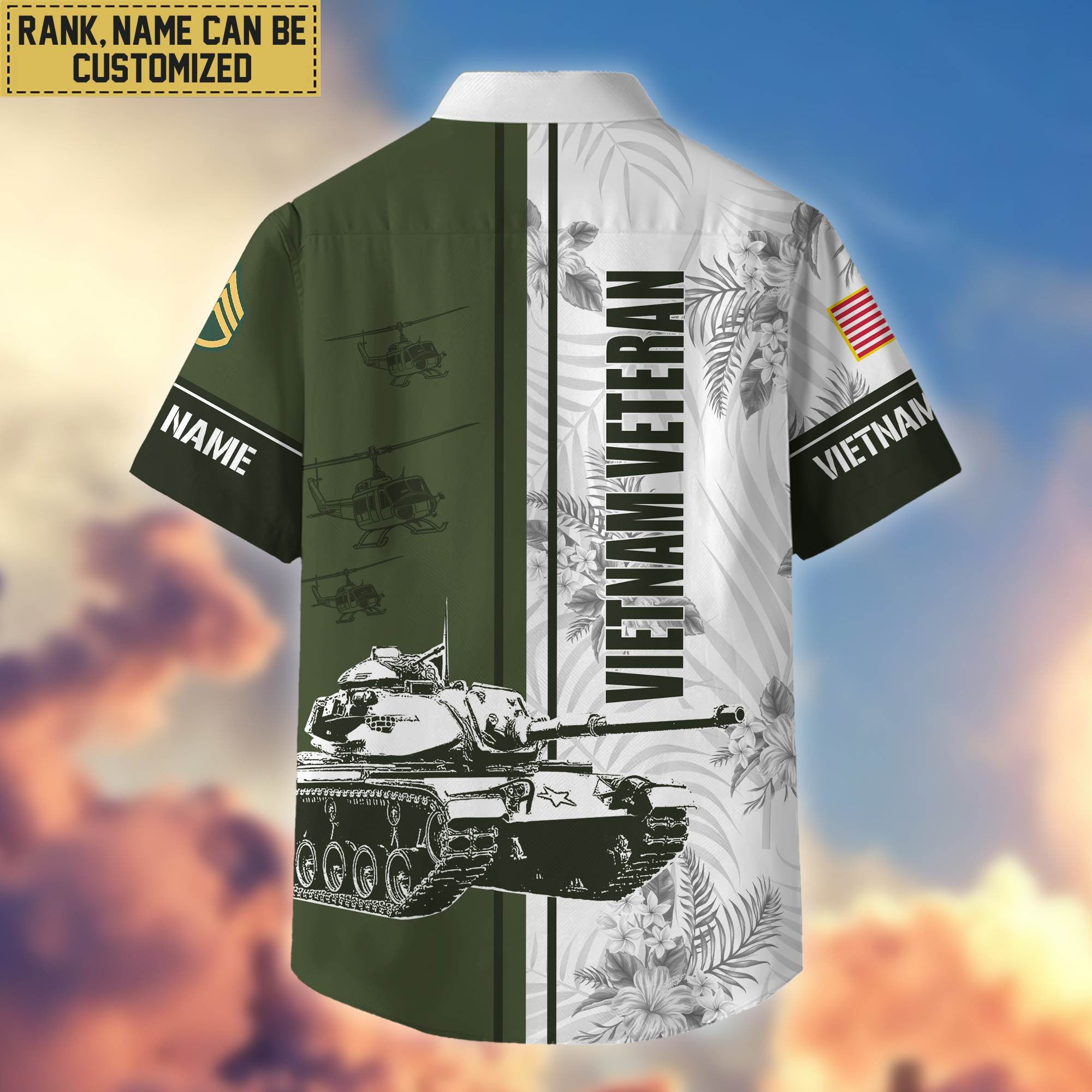 Premium Custom Name, Rank Vietnam Veteran Hawaii Shirt With Pocket, Gifts For Veterans Day, Father's Day, Gifts for Vietnam Veteran VPVC401106