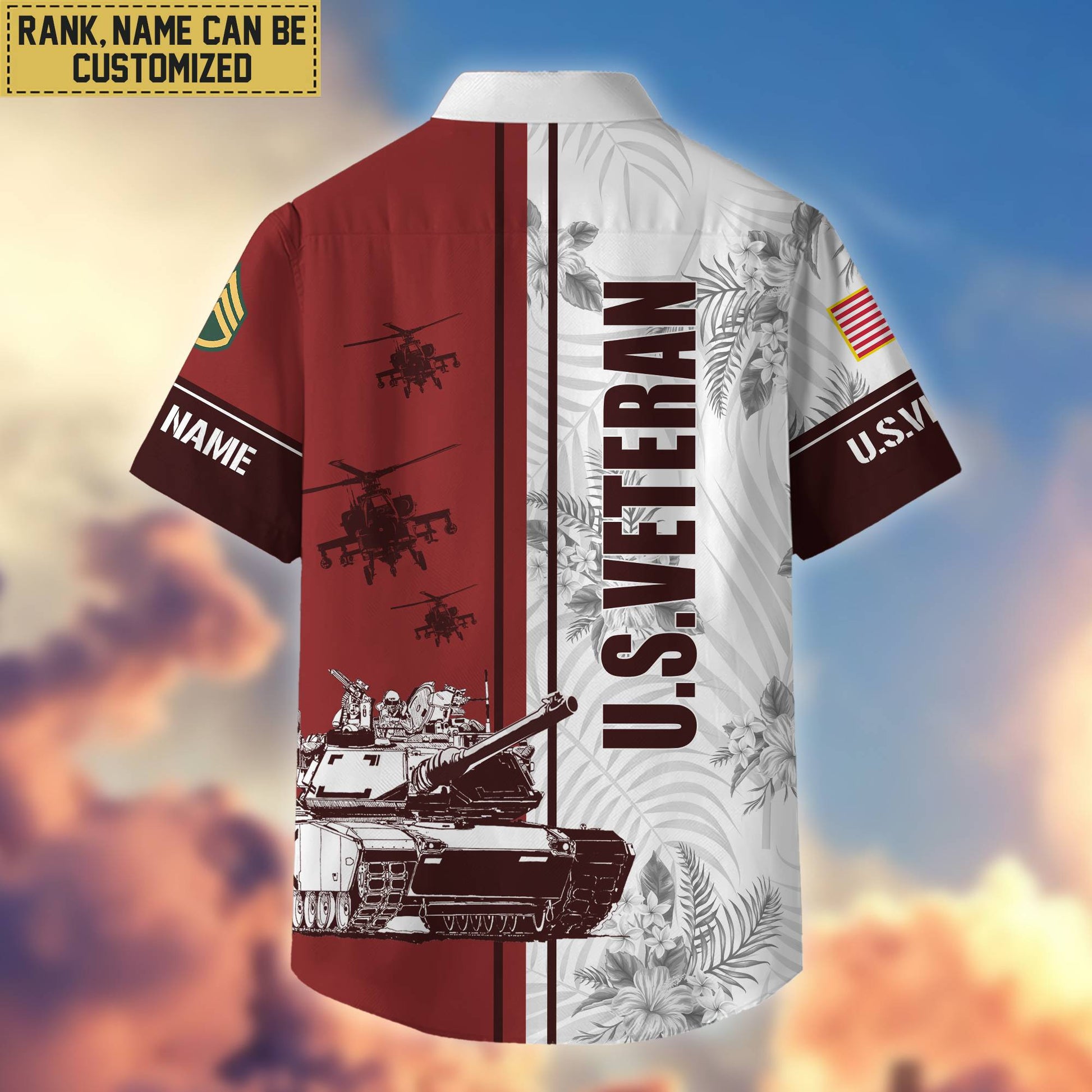Premium Custom Name, Rank US Veteran Hawaii Shirt With Pocket, Gifts For Veterans Day, Father's Day, Gifts for US Veteran VPVC401107