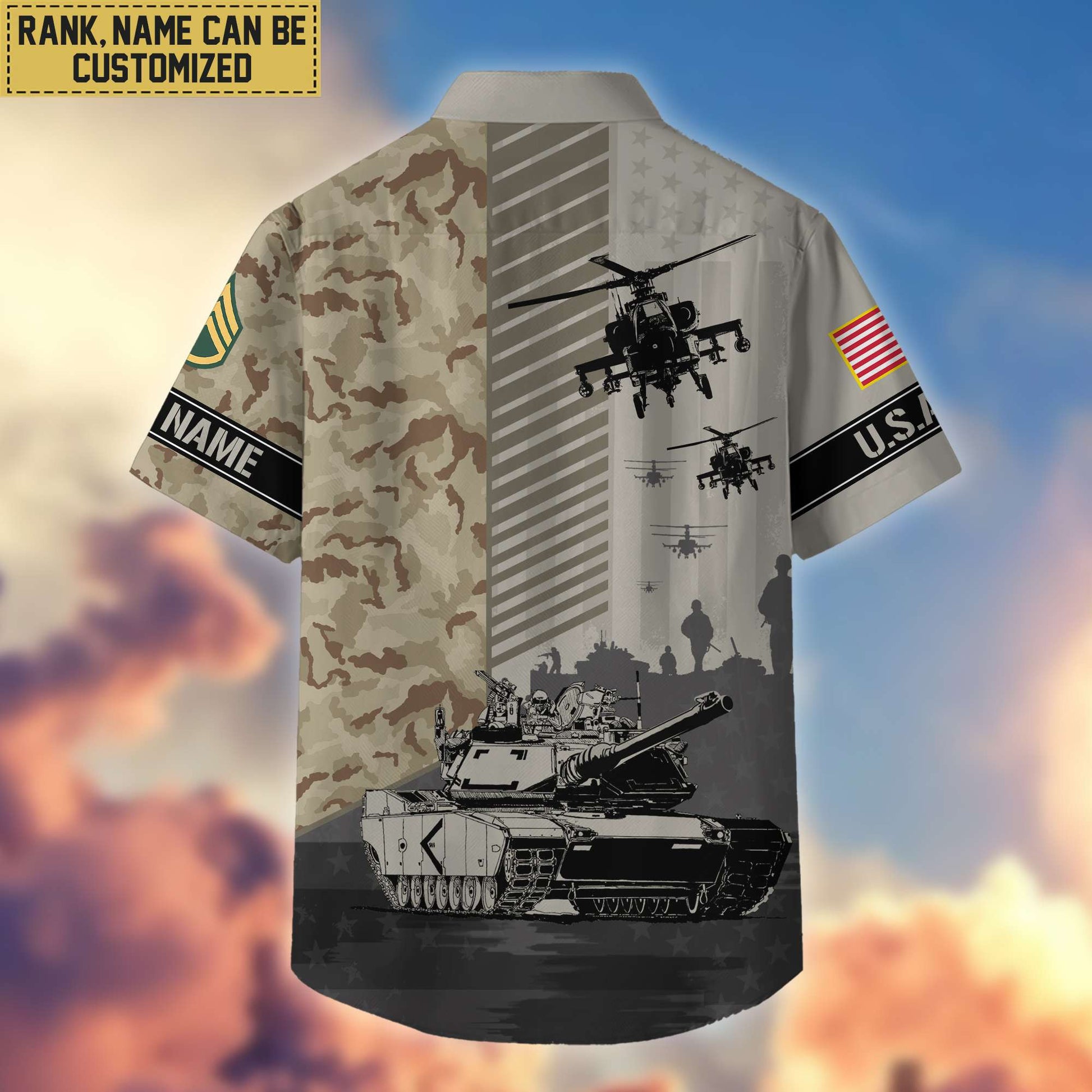 Premium Custom Name, Rank US Army Hawaii Shirt With Pocket, Gifts For Veterans Day, Father's Day, Gifts for Army Veteran VPVC401201