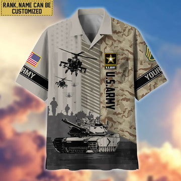 Premium Custom Name, Rank US Army Hawaii Shirt With Pocket, Gifts For Veterans Day, Father's Day, Gifts for Army Veteran VPVC401201