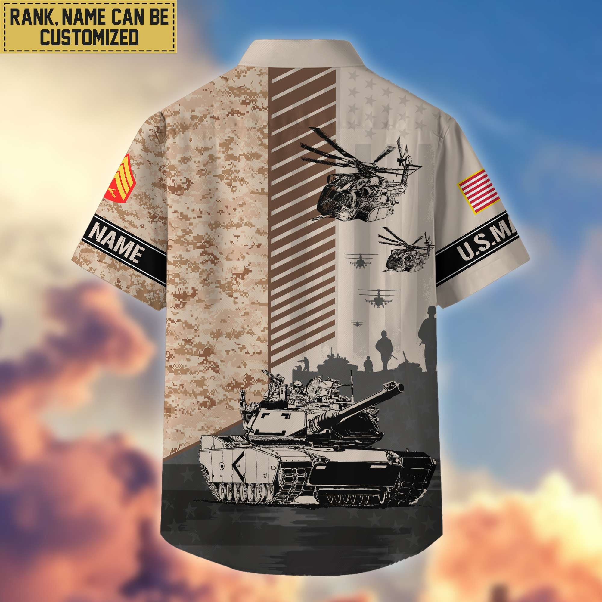 Premium Custom Name, Rank USMC Hawaii Shirt With Pocket, Gifts For Veterans Day, Father's Day, Gifts for Marine Veteran VPVC401203