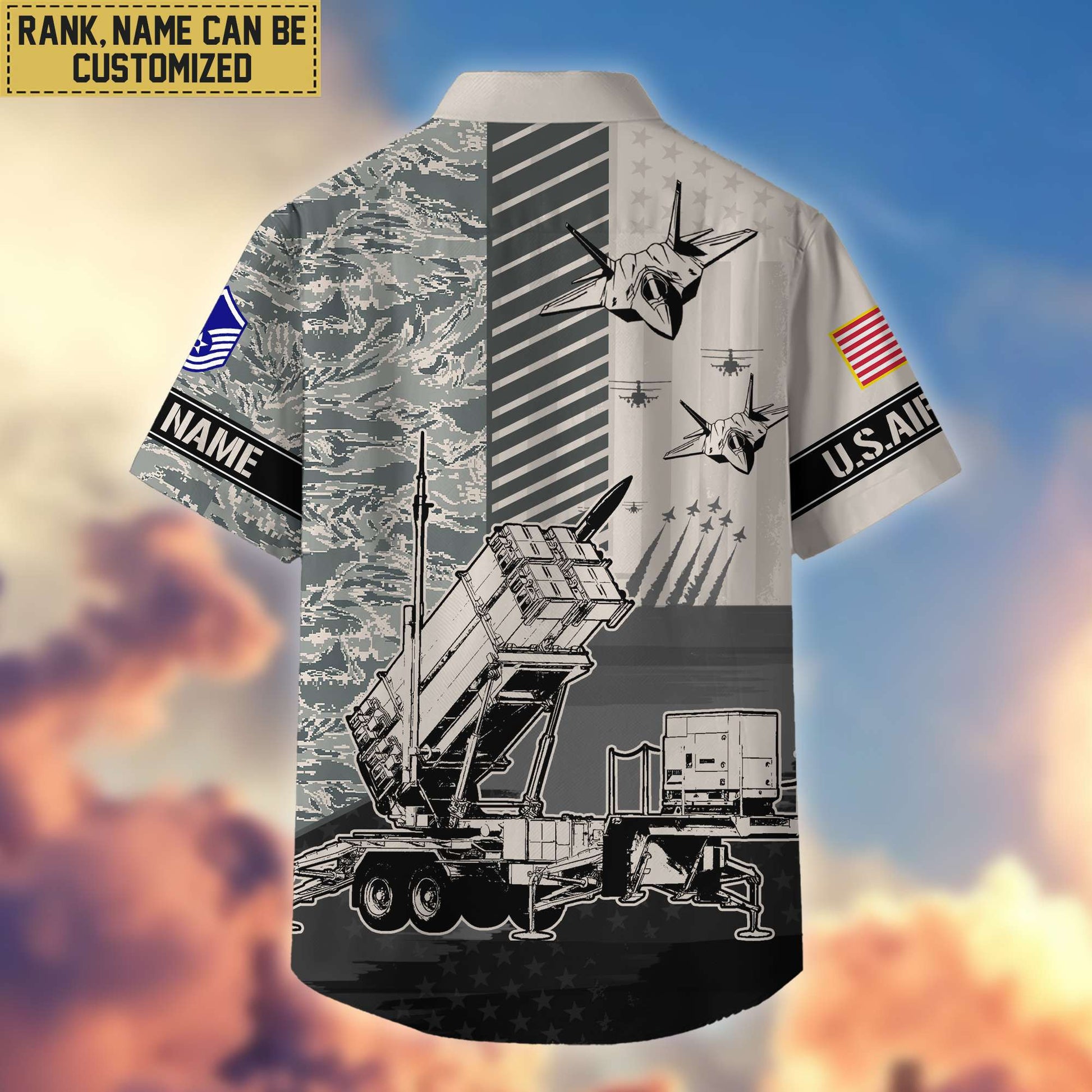 Premium Custom Name, Rank USAF Hawaii Shirt With Pocket, Gifts For Veterans Day, Father's Day, Gifts for Air Force Veteran VPVC401204