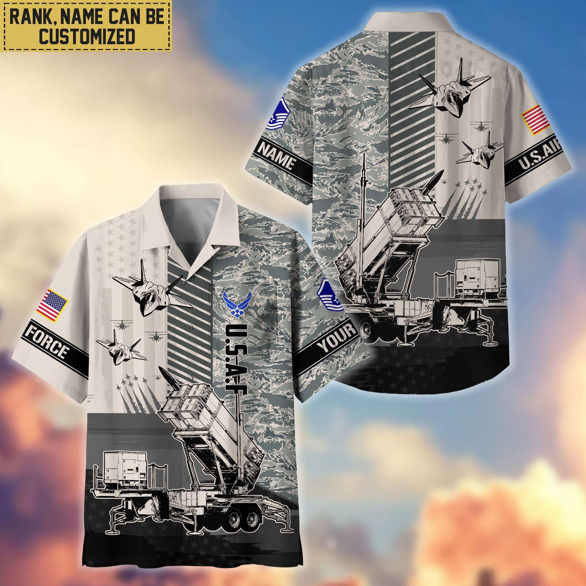 Premium Custom Name, Rank USAF Hawaii Shirt With Pocket, Gifts For Veterans Day, Father's Day, Gifts for Air Force Veteran VPVC401204