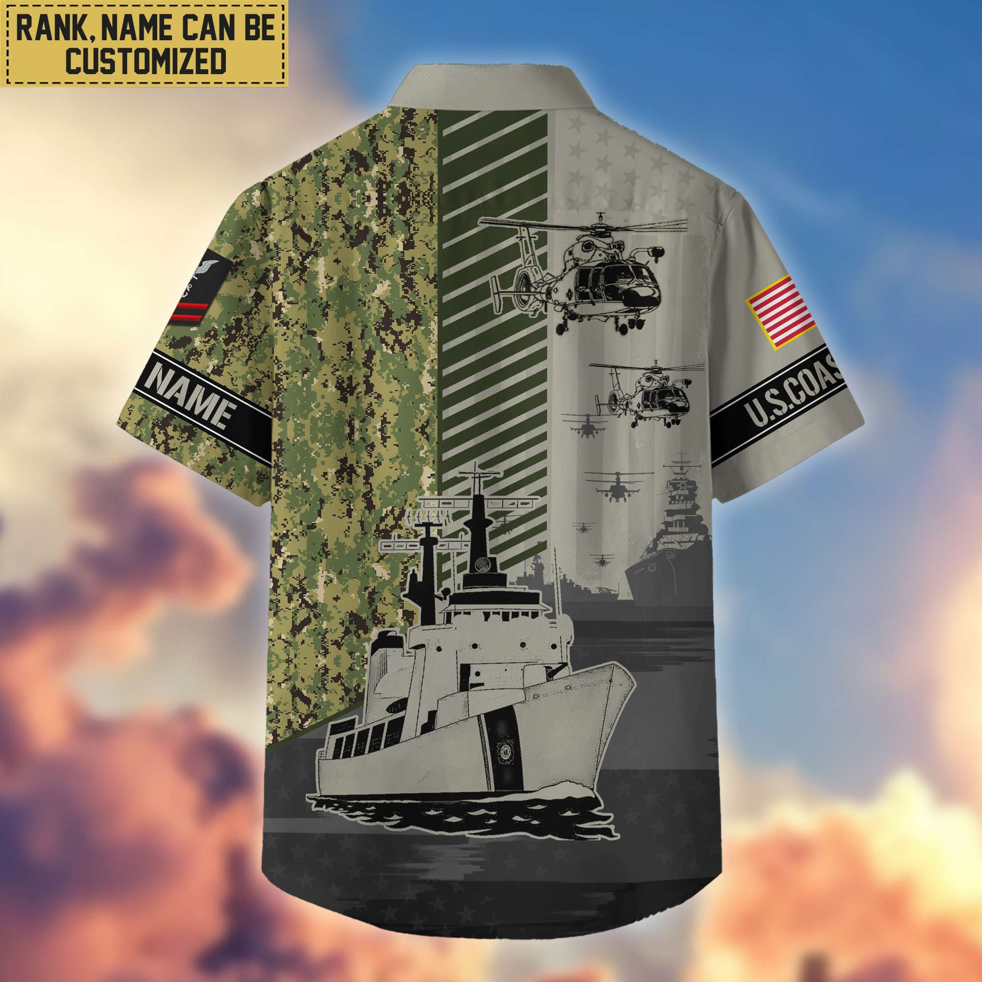 Premium Custom Name, Rank USCG Hawaii Shirt With Pocket, Gifts For Veterans Day, Father's Day, Gifts for Coast Guard Veteran VPVC401205