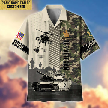 Premium Custom Name, Rank US Veteran Hawaii Shirt With Pocket, Gifts For Veterans Day, Father's Day, Gifts for US Veteran VPVC401207