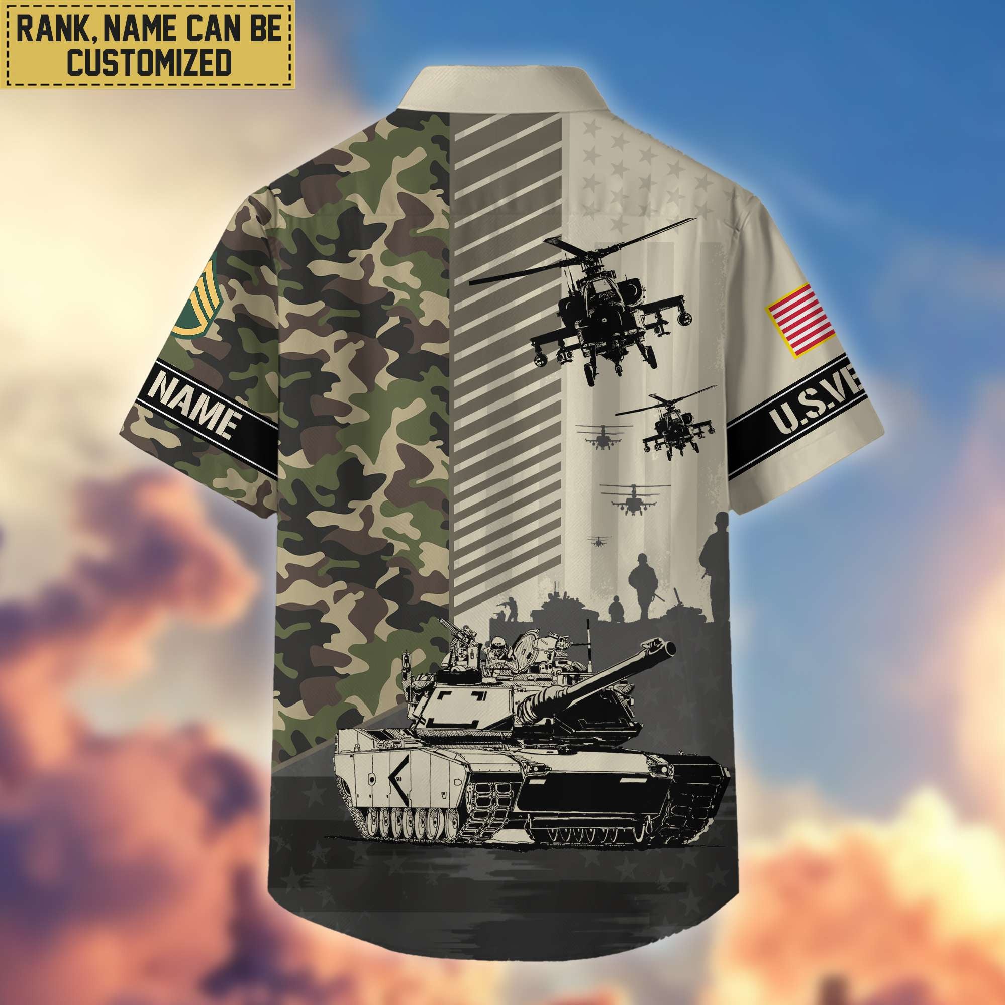 Premium Custom Name, Rank US Veteran Hawaii Shirt With Pocket, Gifts For Veterans Day, Father's Day, Gifts for US Veteran VPVC401207