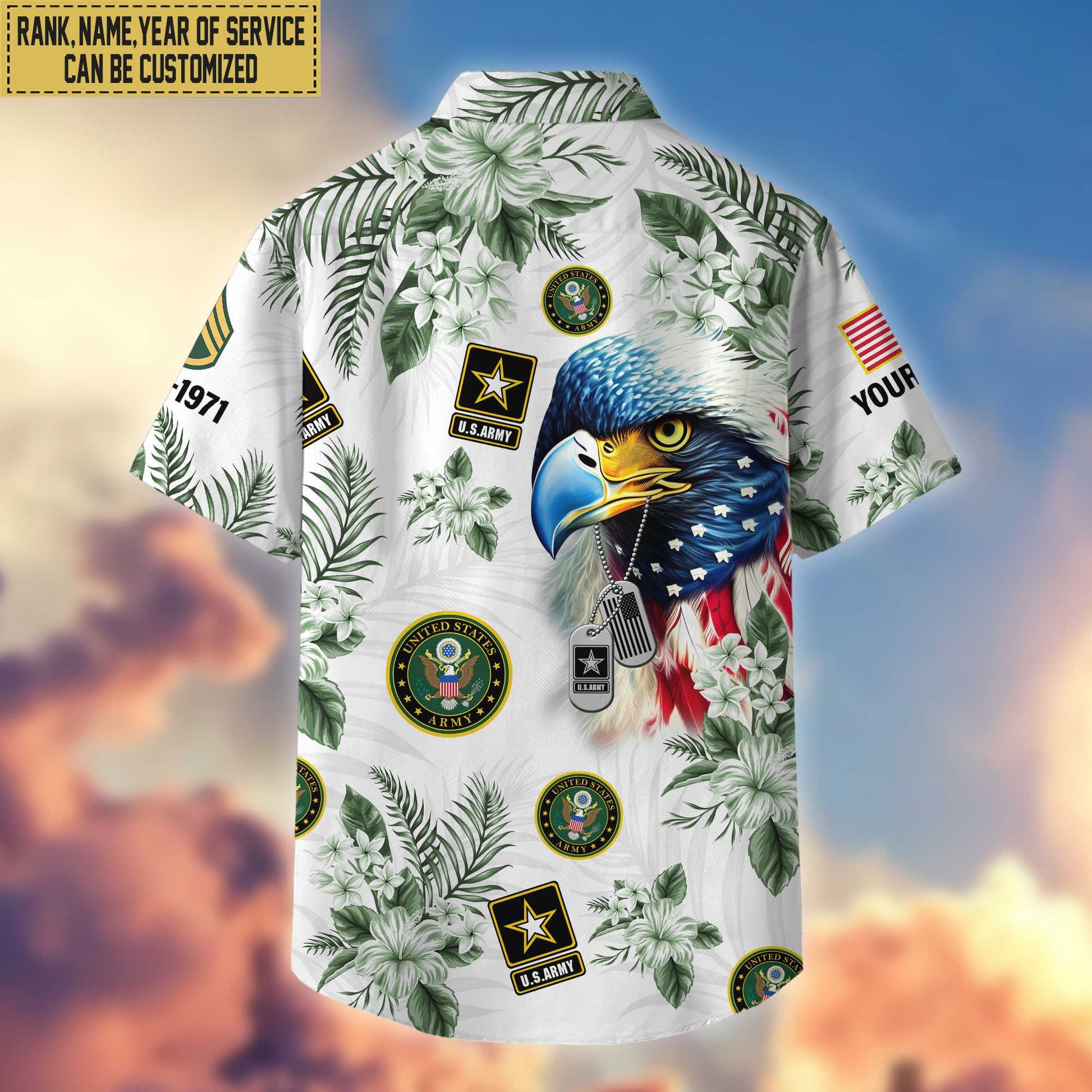 US Army Hawaii Shirt With Pocket, Custom Rank, Name, Gifts For Army Veteran VPVC401601