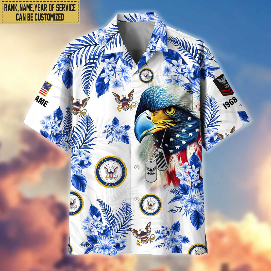 US Navy Hawaii Shirt With Pocket, Custom Rank, Name, Gifts For Navy Veteran VPVC401602
