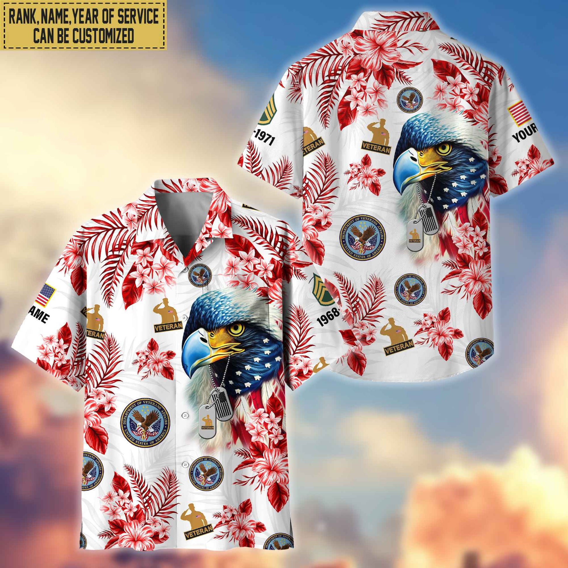 US Veteran Hawaii Shirt With Pocket, Custom Rank, Name, Gifts For US Veteran VPVC401607