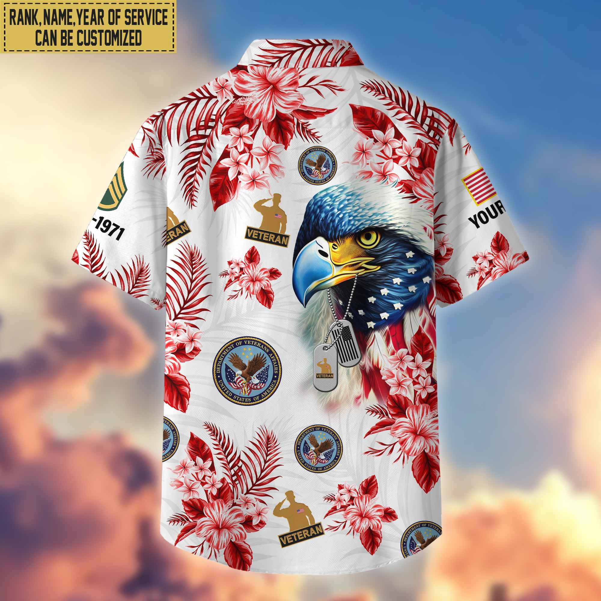 US Veteran Hawaii Shirt With Pocket, Custom Rank, Name, Gifts For US Veteran VPVC401607