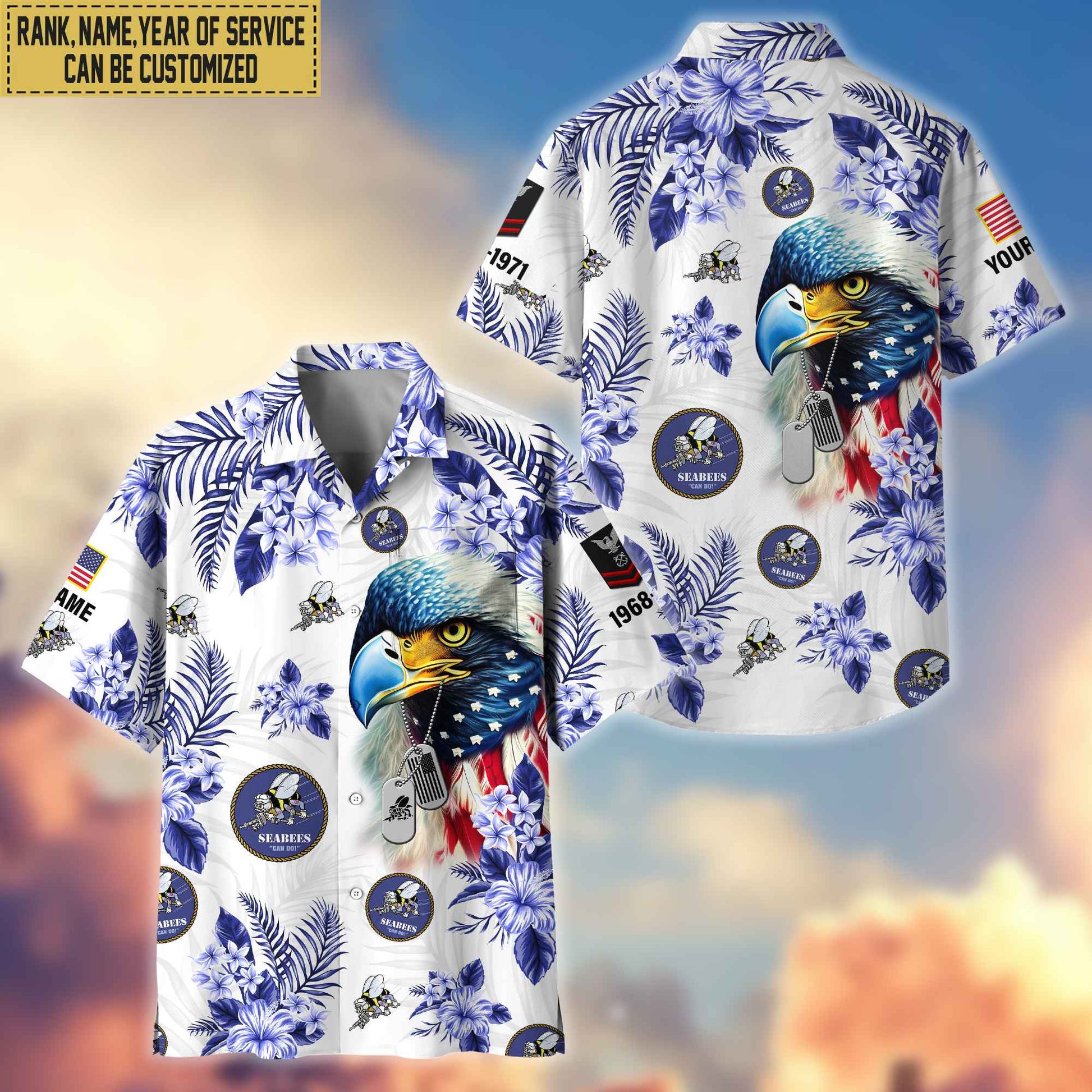 US Seabees Hawaii Shirt With Pocket, Custom Rank, Name, Gifts For Seabees Veteran VPVC401608