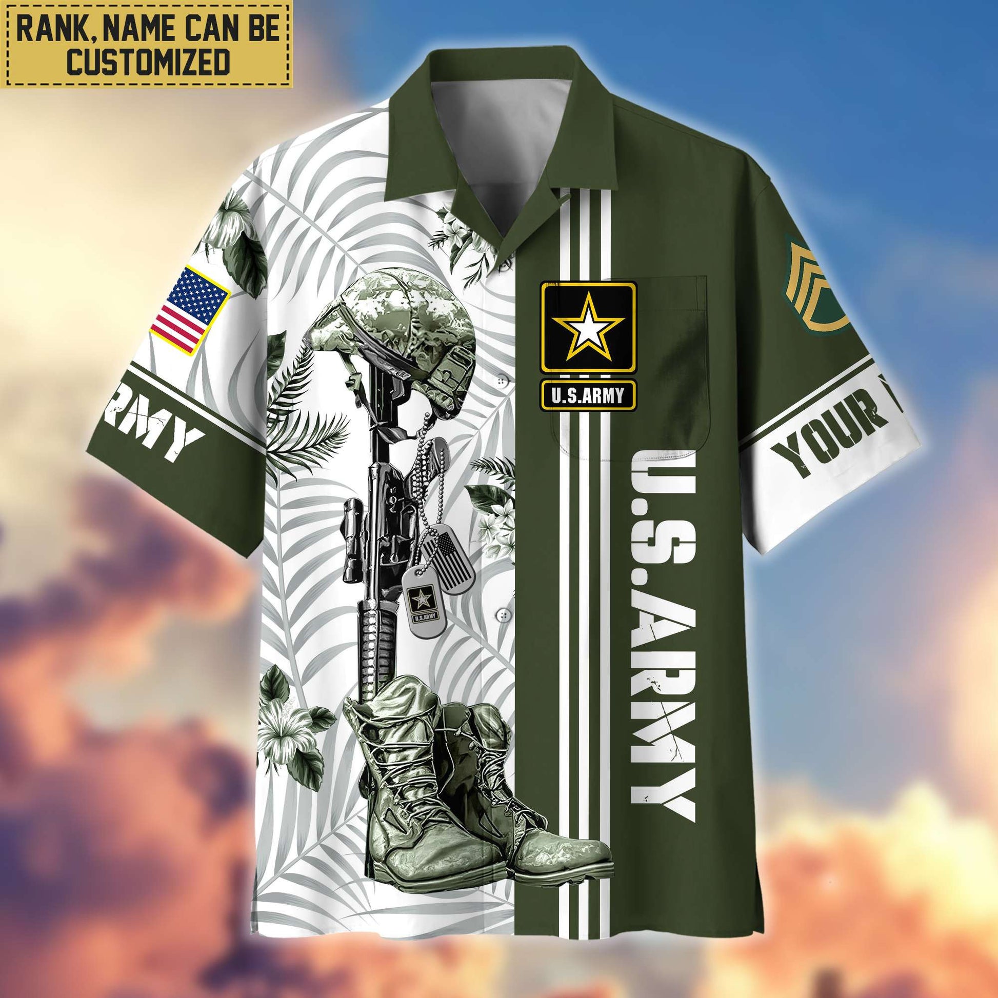 Premium Custom US Army Veteran Hawaii Shirt With Pocket, Gifts For Veterans Day, Father's Day, Gifts for Army Veteran VPVC402001