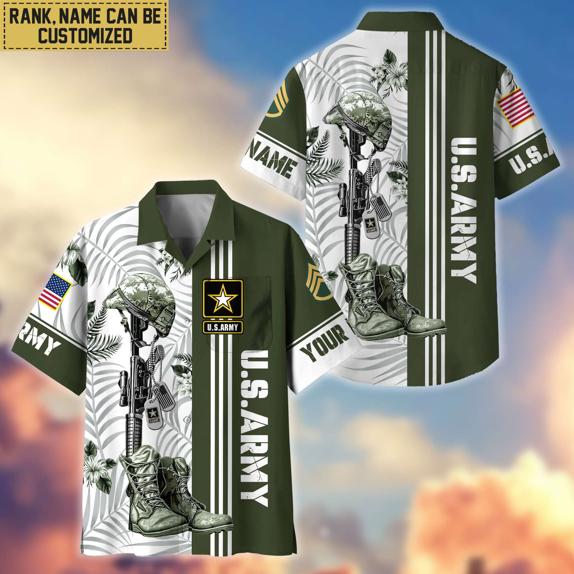 Premium Custom US Army Veteran Hawaii Shirt With Pocket, Gifts For Veterans Day, Father's Day, Gifts for Army Veteran VPVC402001