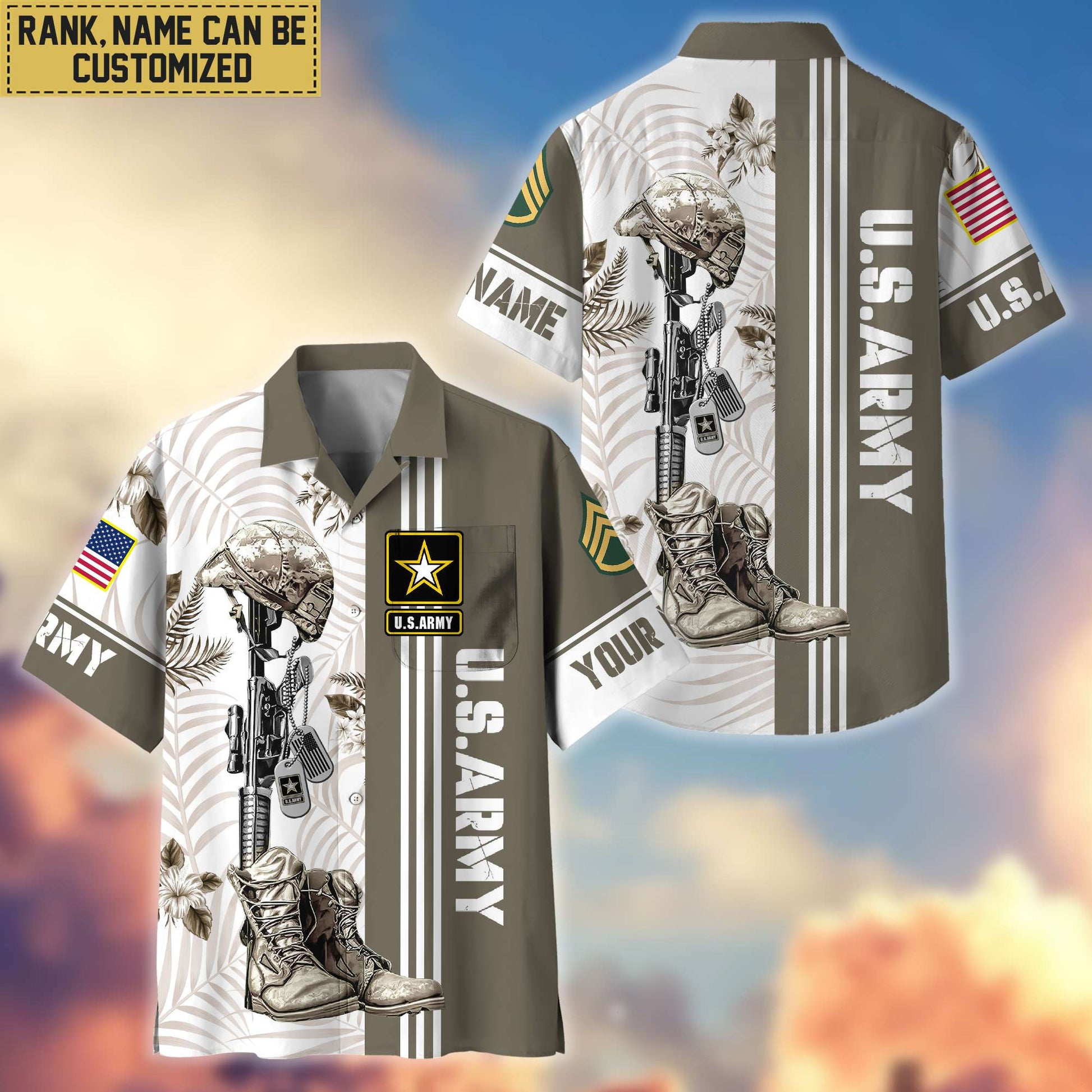 Premium Custom US Army Veteran Hawaii Shirt With Pocket, Gifts For Veterans Day, Father's Day, Gifts for Army Veteran VPVC402001