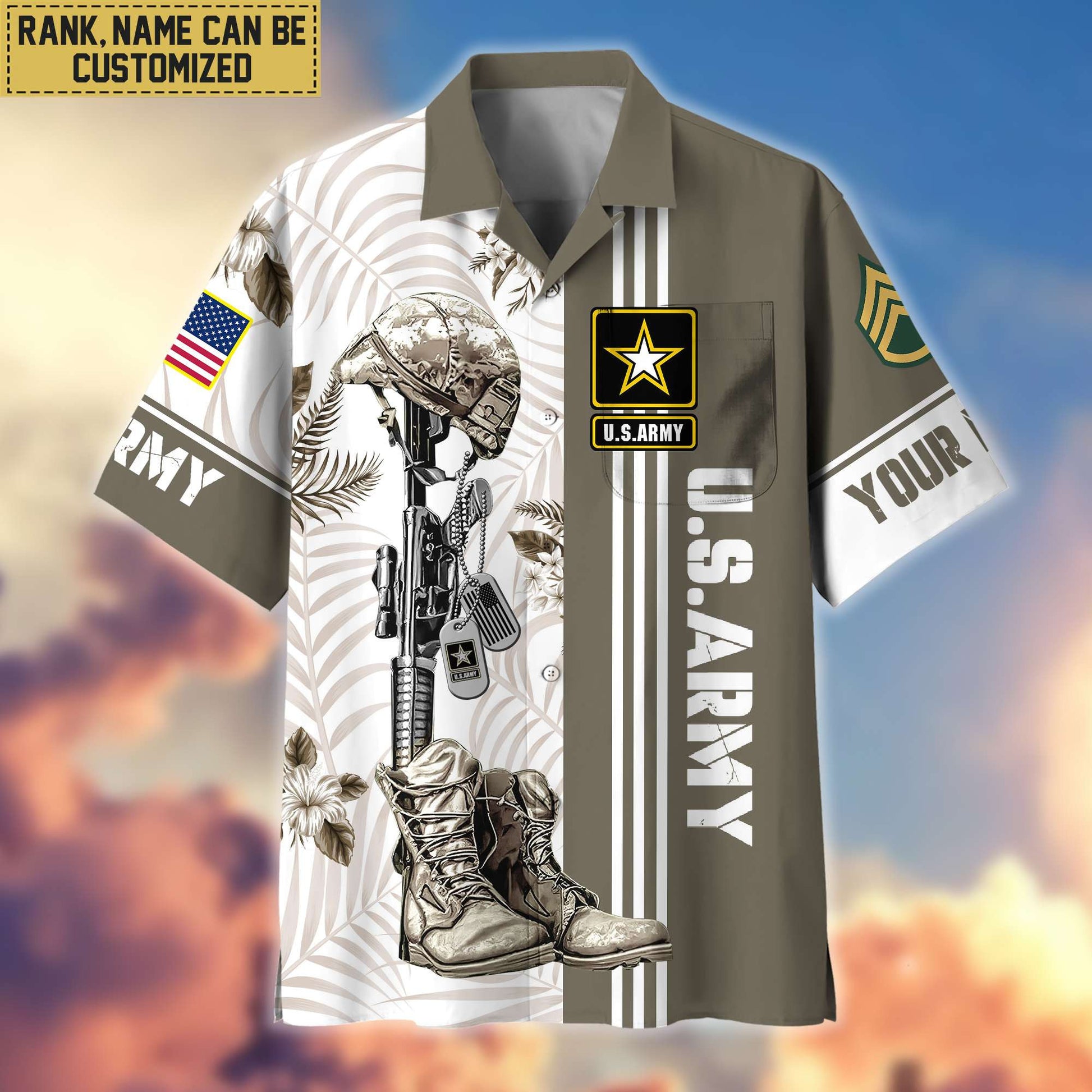 Premium Custom US Army Veteran Hawaii Shirt With Pocket, Gifts For Veterans Day, Father's Day, Gifts for Army Veteran VPVC402001