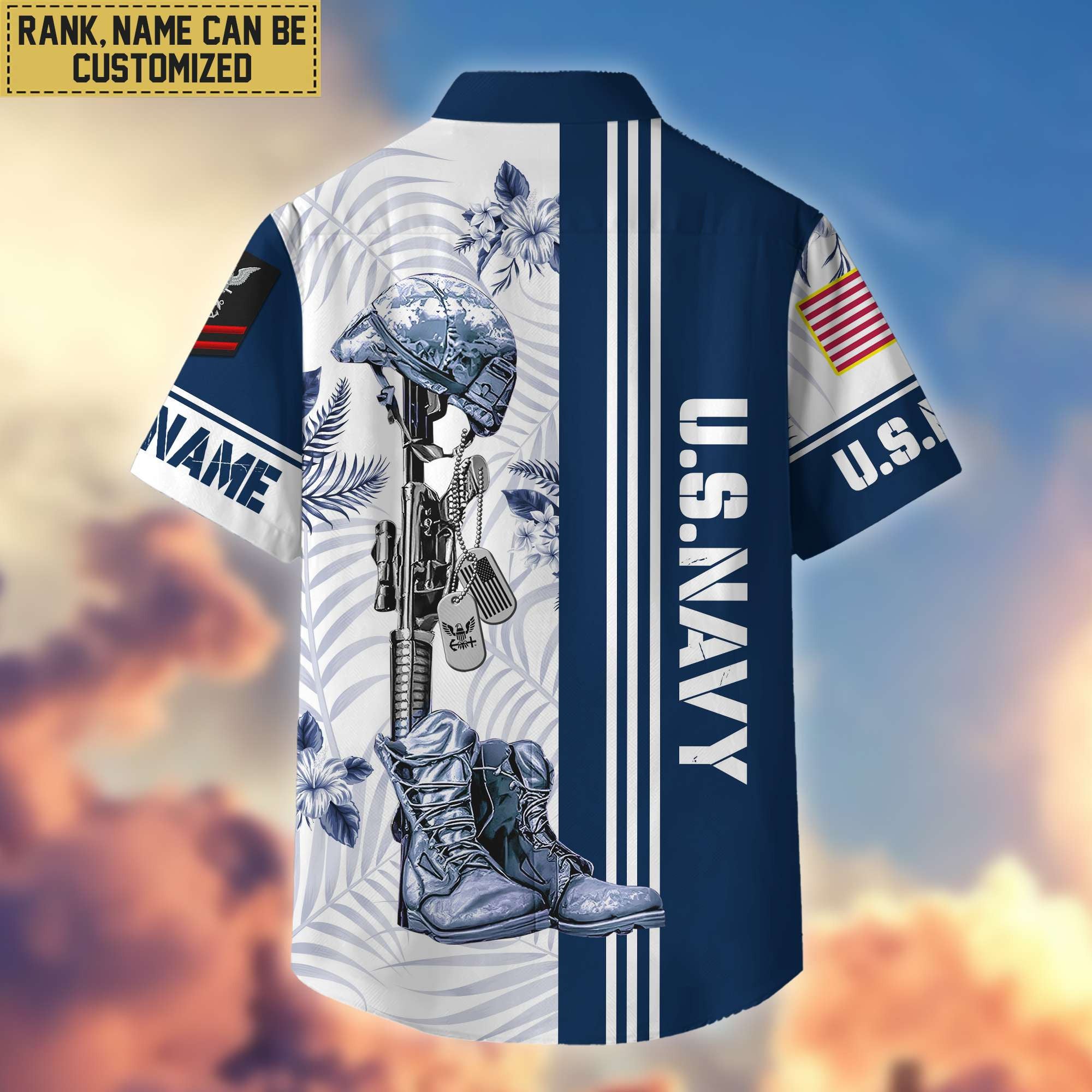 Premium Custom US Navy Veteran Hawaii Shirt With Pocket, Gifts For Veterans Day, Father's Day, Gifts for Navy Veteran VPVC402002