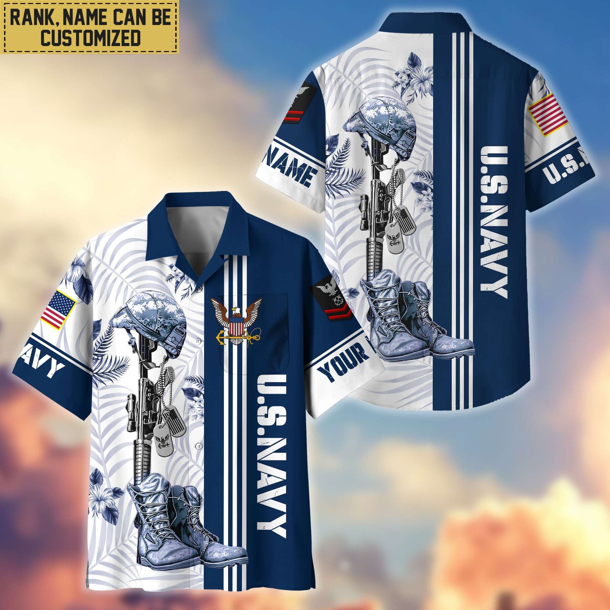 Premium Custom US Navy Veteran Hawaii Shirt With Pocket, Gifts For Veterans Day, Father's Day, Gifts for Navy Veteran VPVC402002