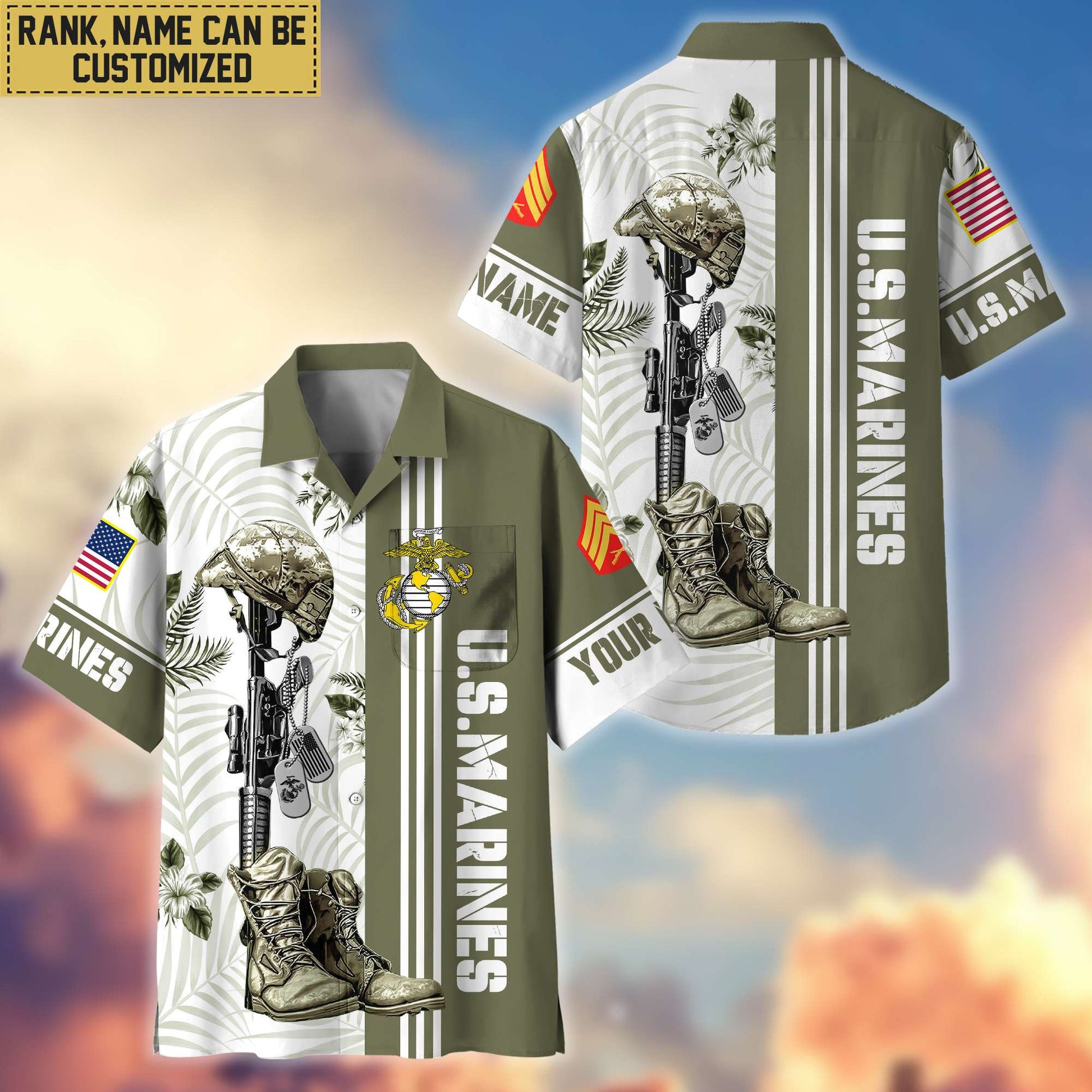 Premium Custom USMC Veteran Hawaii Shirt With Pocket, Gifts For Veterans Day, Father's Day, Gifts for Marine Veteran VPVC402003