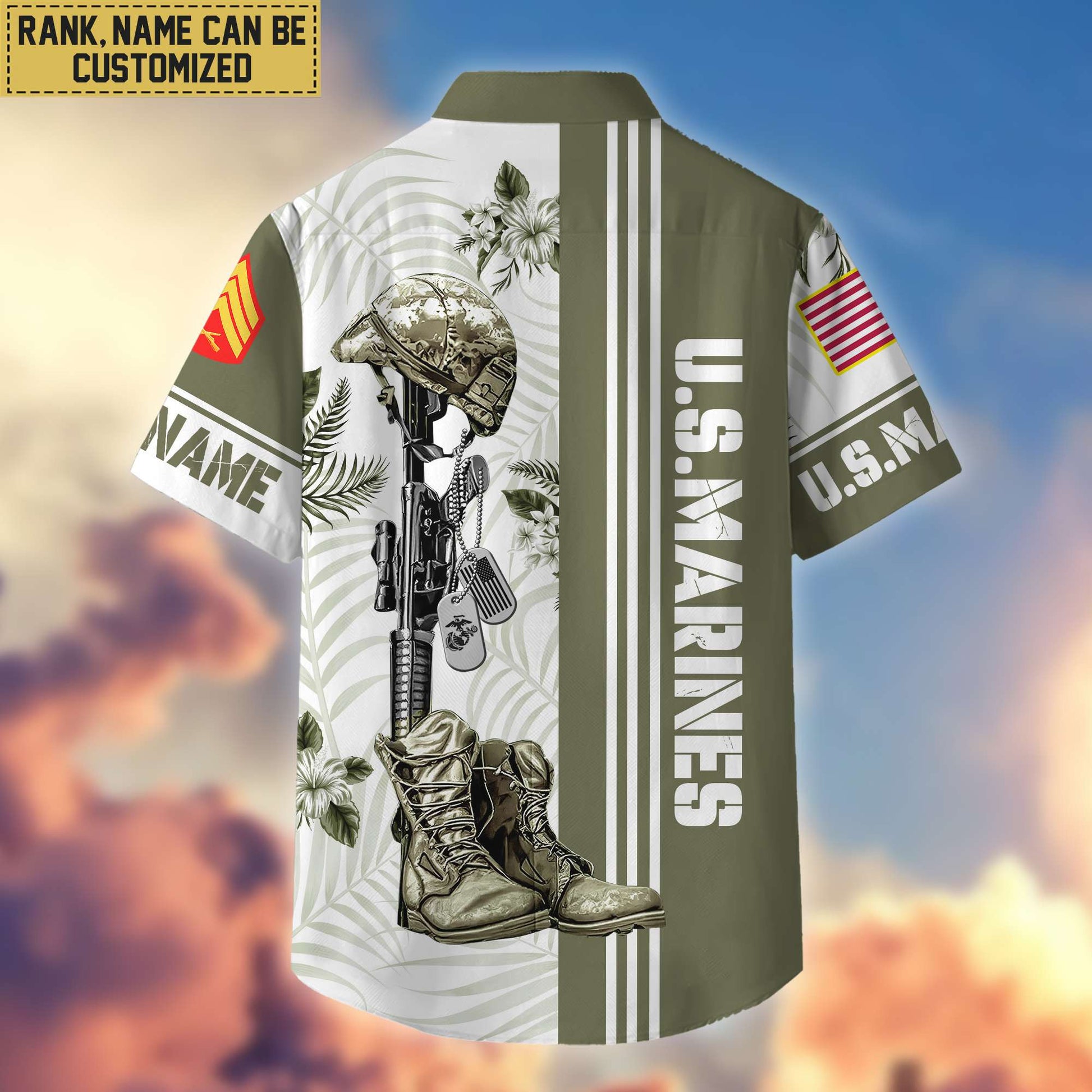 Premium Custom USMC Veteran Hawaii Shirt With Pocket, Gifts For Veterans Day, Father's Day, Gifts for Marine Veteran VPVC402003