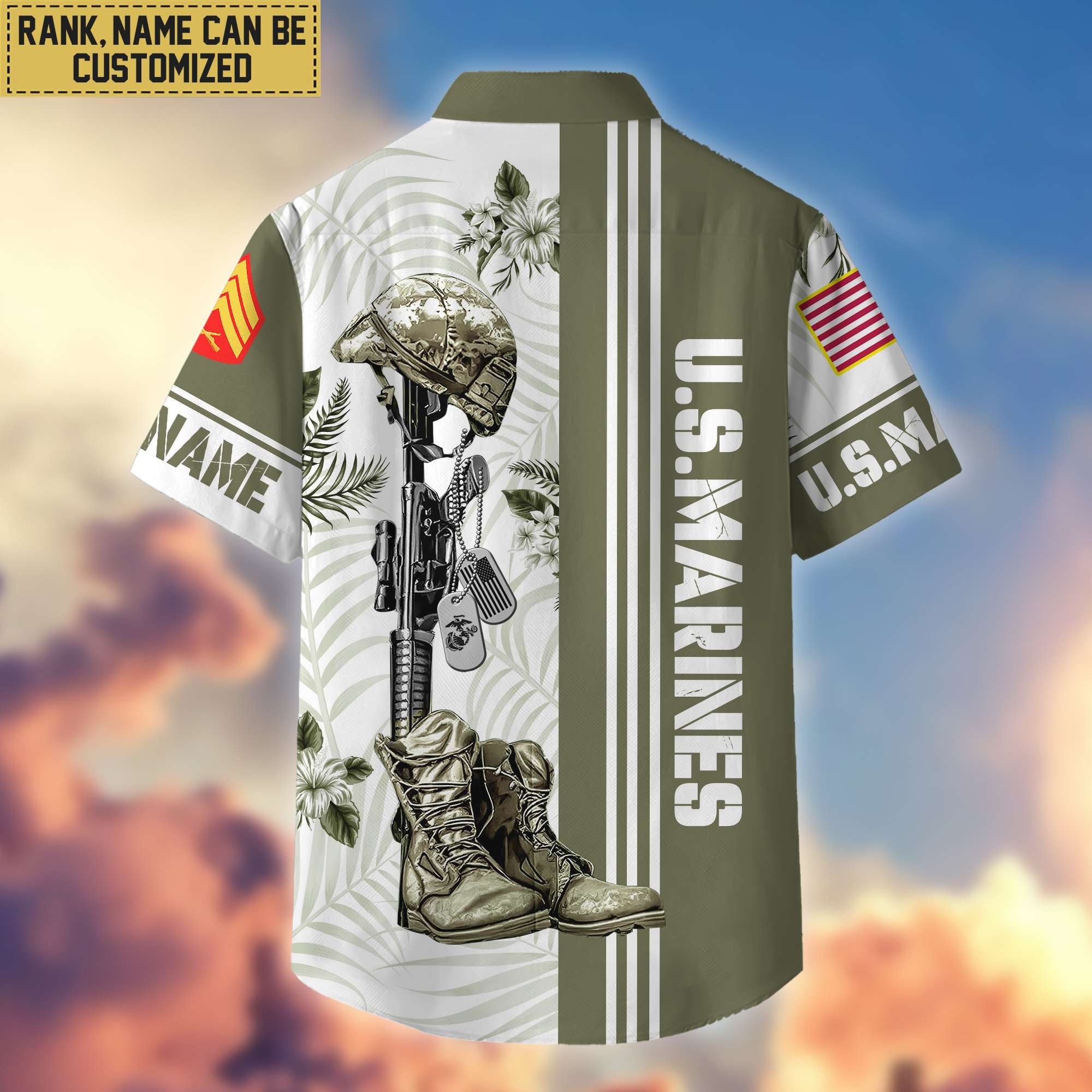 Premium Custom USMC Veteran Hawaii Shirt With Pocket, Gifts For Veterans Day, Father's Day, Gifts for Marine Veteran VPVC402003