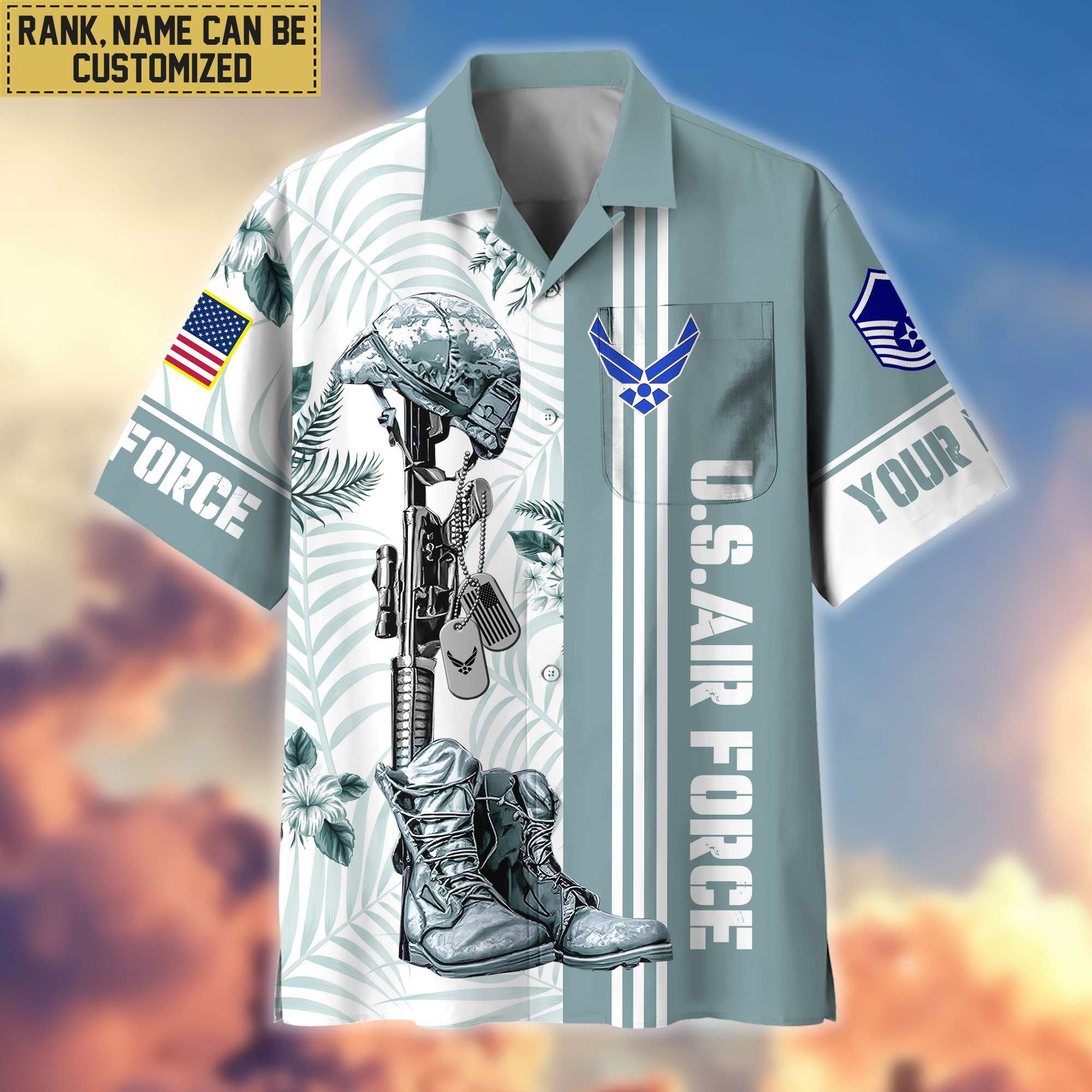 Premium Custom USAF Veteran Hawaii Shirt With Pocket, Gifts For Veterans Day, Father's Day, Gifts for Air Force Veteran VPVC402004