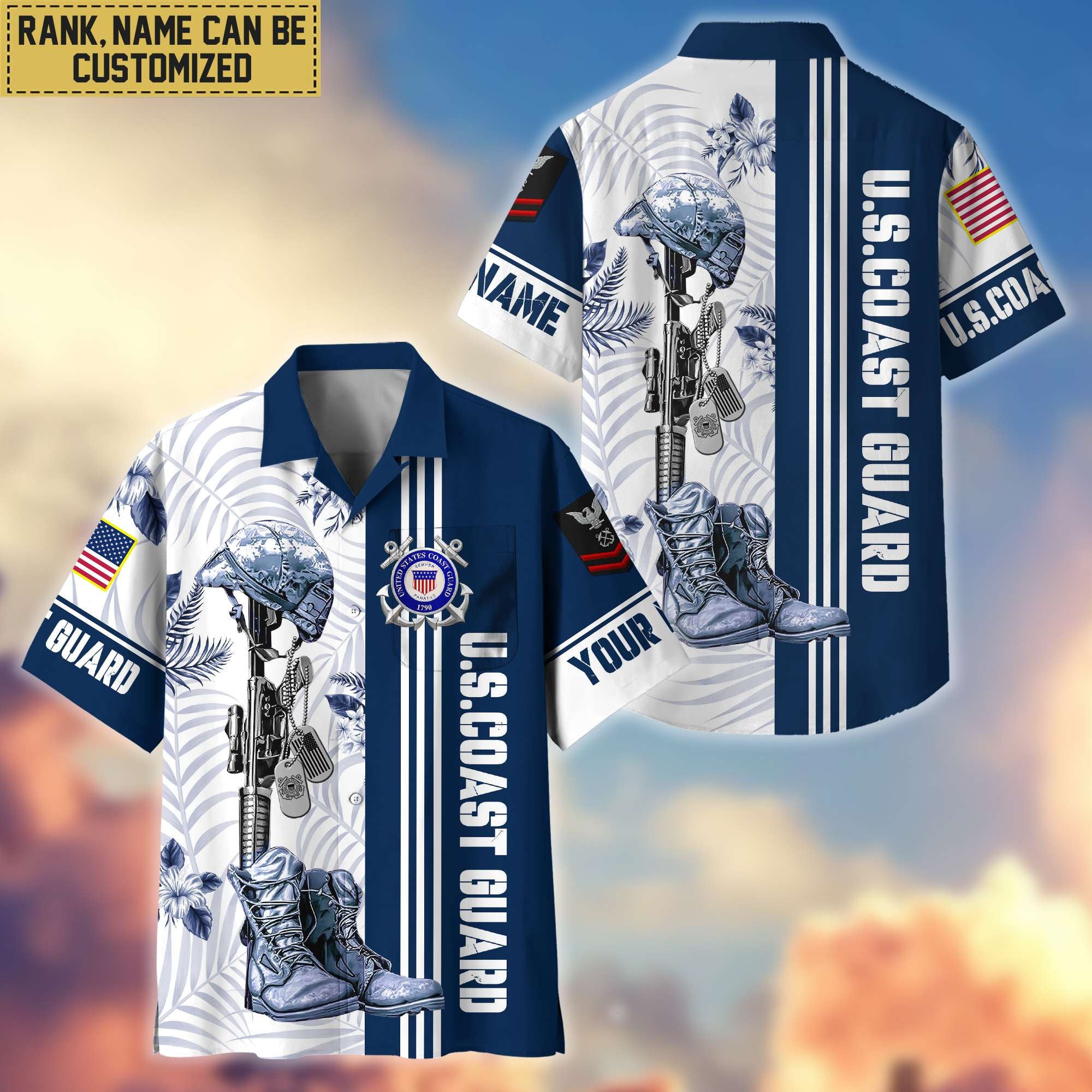 Premium Custom USCG Veteran Hawaii Shirt With Pocket, Gifts For Veterans Day, Father's Day, Gifts for Coast Guard Veteran VPVC402005