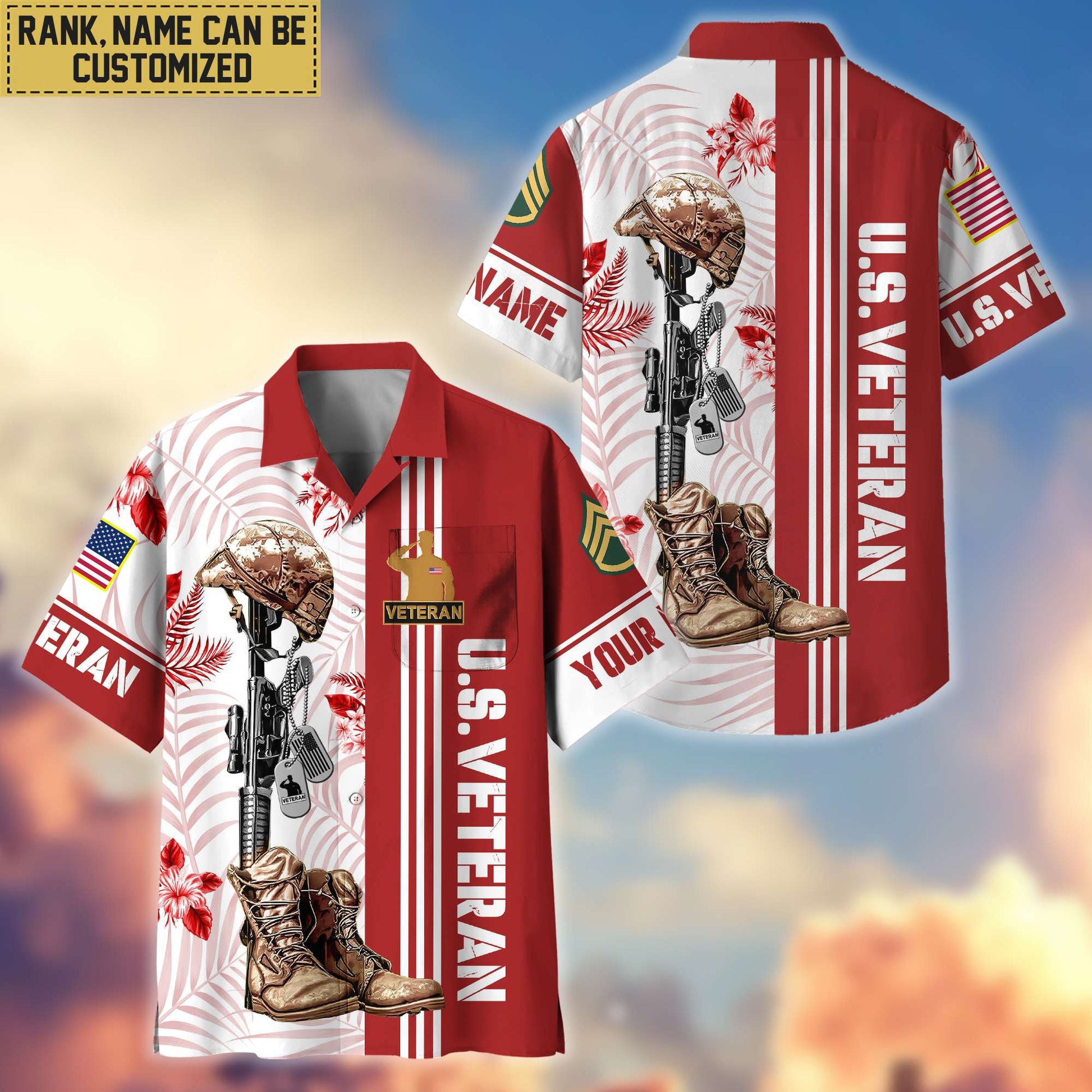 Premium Custom US Veteran Hawaii Shirt With Pocket, Gifts For Veterans Day, Father's Day, Gifts for US Veteran VPVC402007