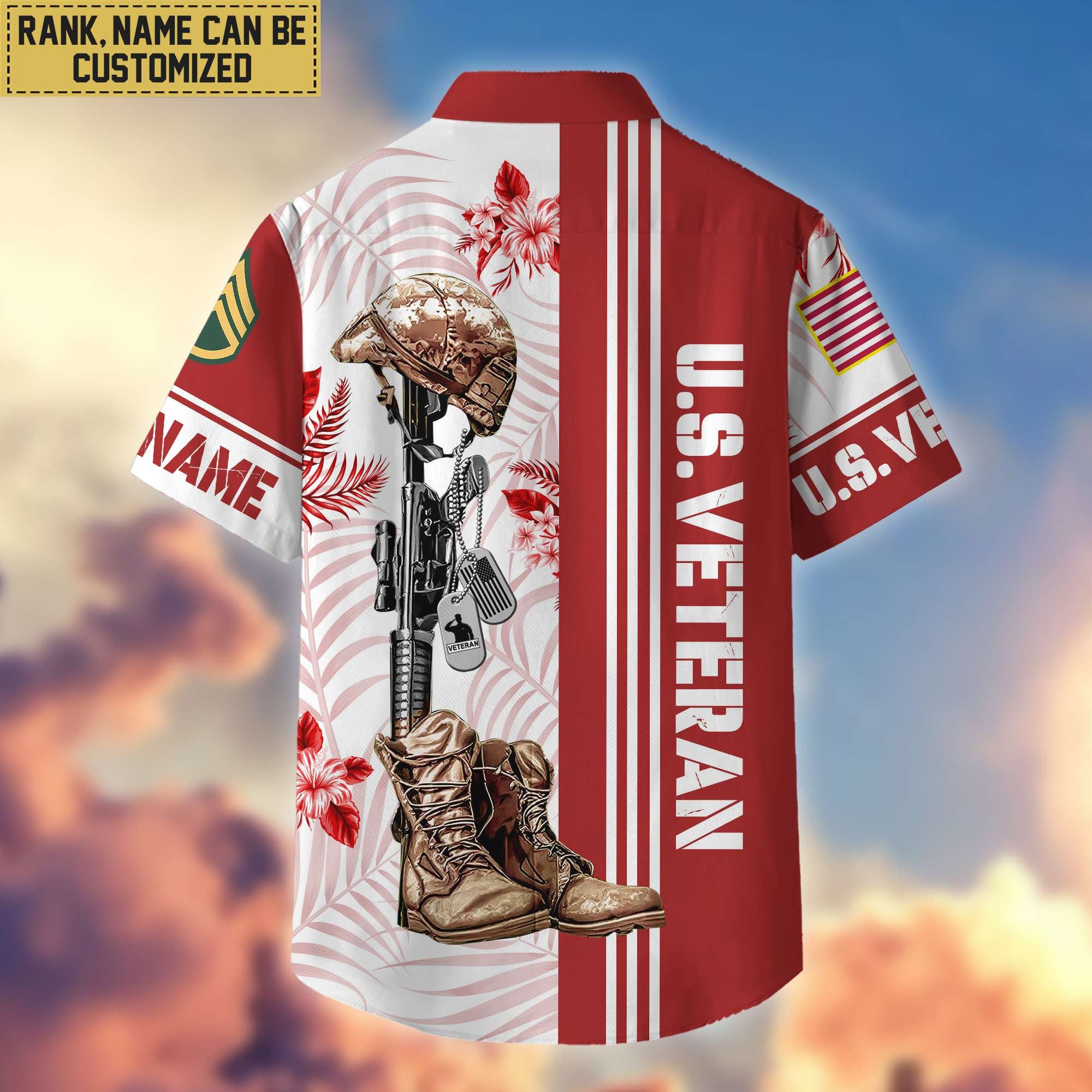 Premium Custom US Veteran Hawaii Shirt With Pocket, Gifts For Veterans Day, Father's Day, Gifts for US Veteran VPVC402007