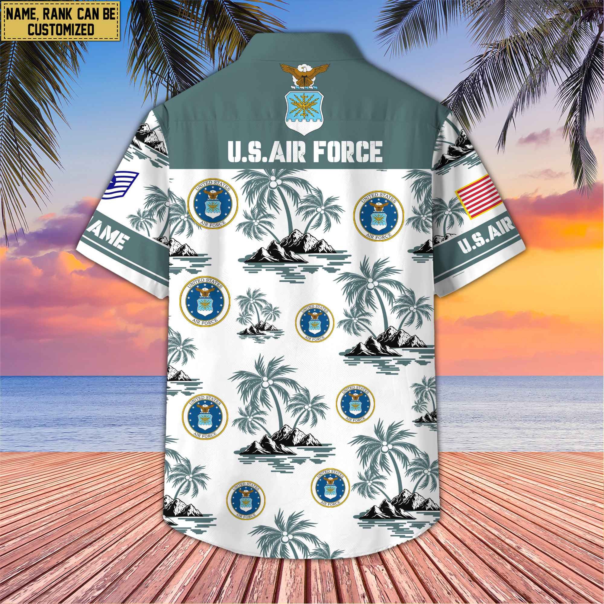 Premium Custom Name, Rank US Veterans Hawaii Shirt With Pocket, Gifts For Independence Day, Father's Day, Veterans Day, Gifts For Dad, Gifts For Husband Veteran BPVC190702