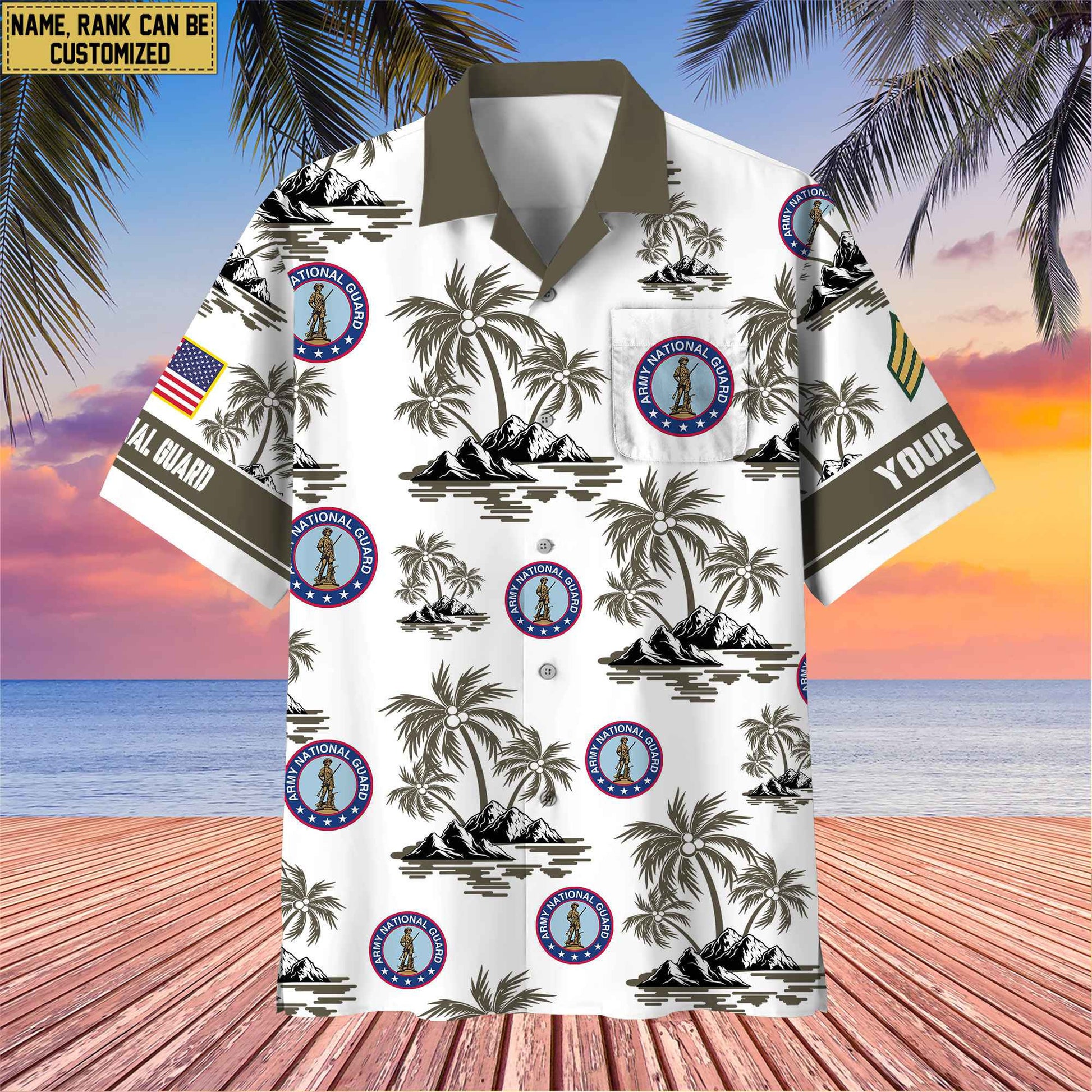 Premium Custom Name, Rank US Veterans Hawaii Shirt With Pocket, Gifts For Independence Day, Father's Day, Veterans Day, Gifts For Dad, Gifts For Husband Veteran BPVC190702