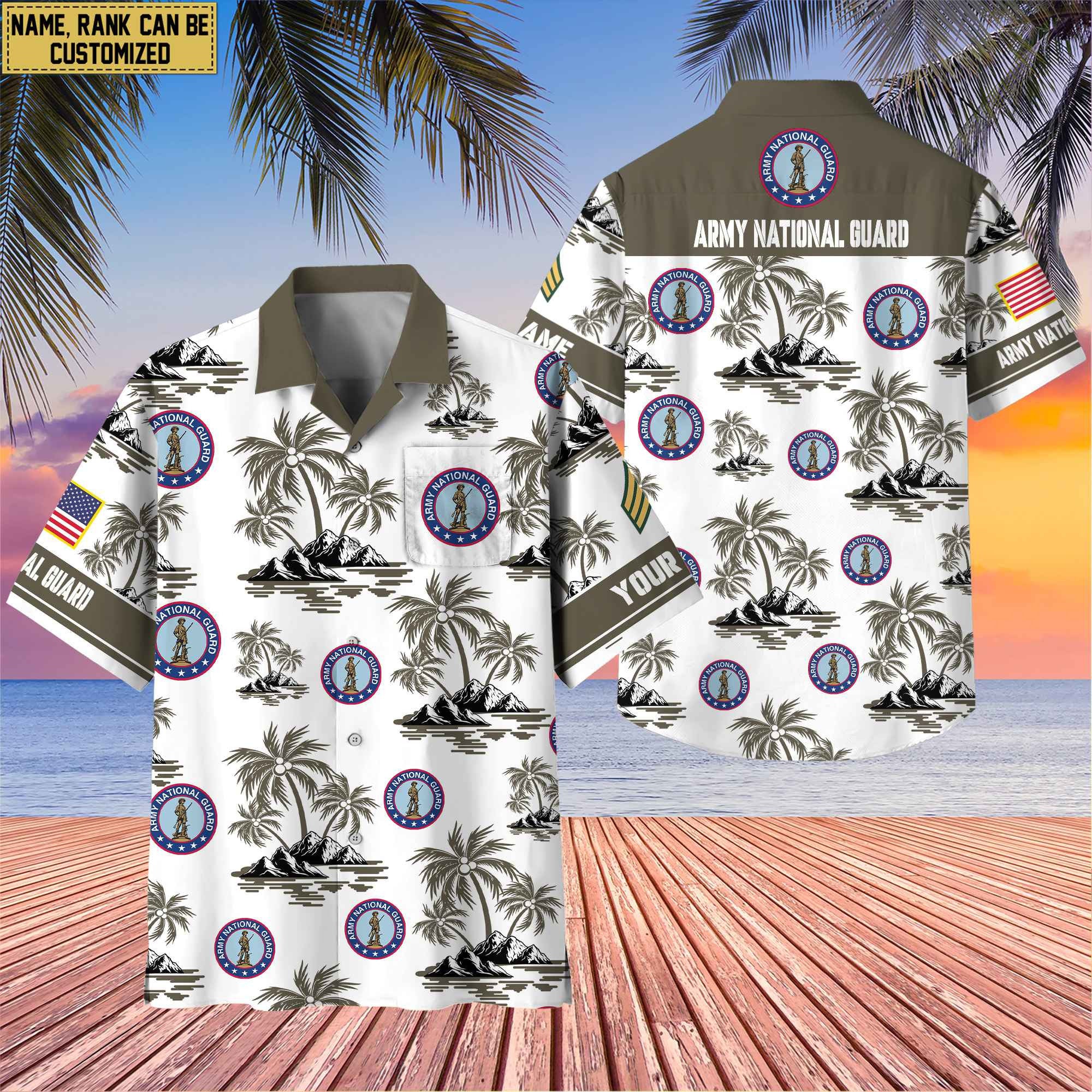 Premium Custom Name, Rank US Veterans Hawaii Shirt With Pocket, Gifts For Independence Day, Father's Day, Veterans Day, Gifts For Dad, Gifts For Husband Veteran BPVC190702