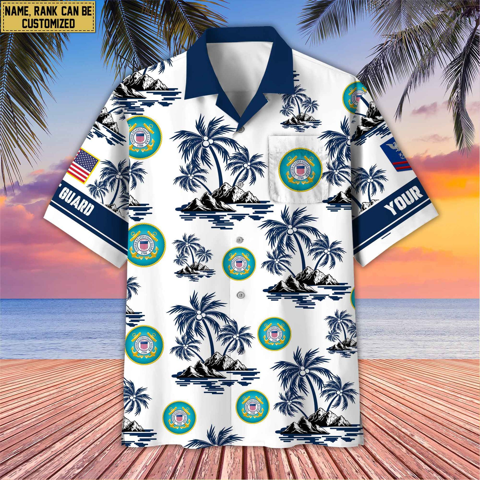 Premium Custom Name, Rank US Veterans Hawaii Shirt With Pocket, Gifts For Independence Day, Father's Day, Veterans Day, Gifts For Dad, Gifts For Husband Veteran BPVC190702