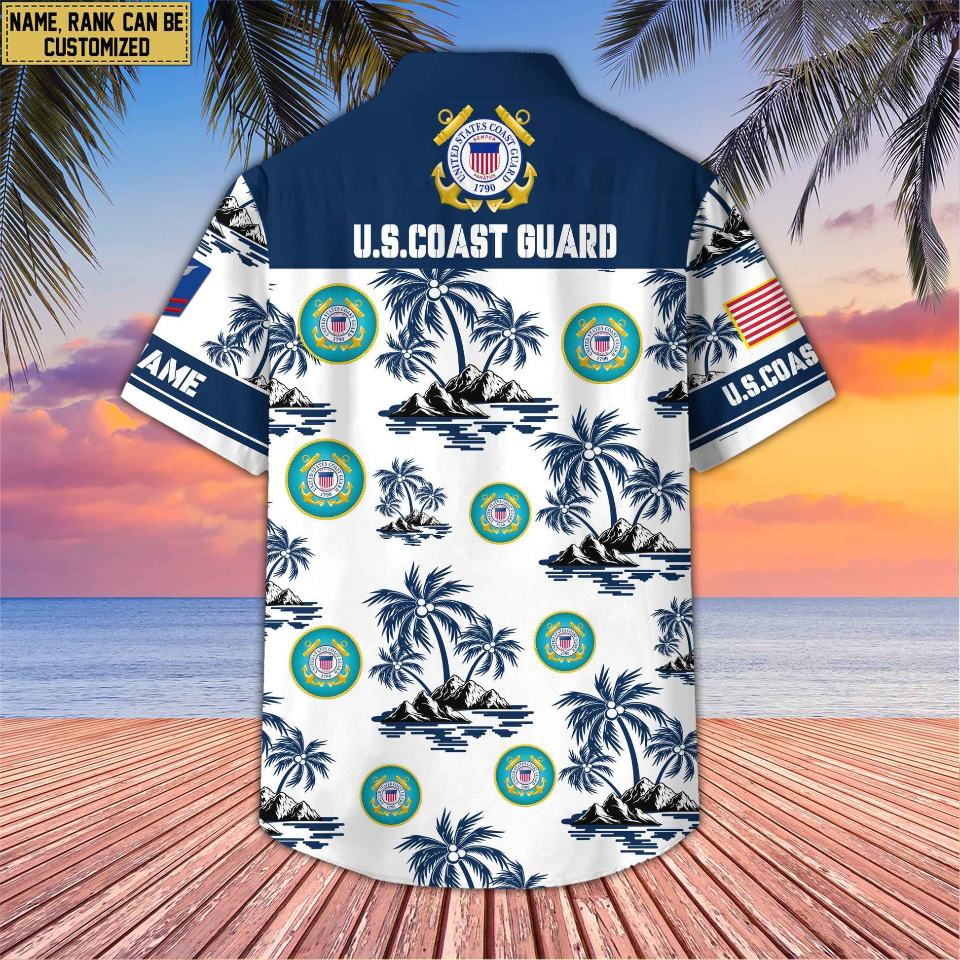 Premium Custom Name, Rank US Veterans Hawaii Shirt With Pocket, Gifts For Independence Day, Father's Day, Veterans Day, Gifts For Dad, Gifts For Husband Veteran BPVC190702