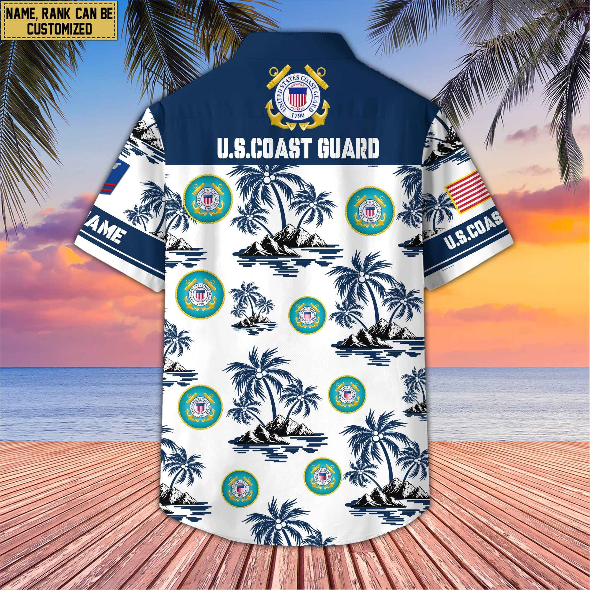 Premium Custom Name, Rank US Veterans Hawaii Shirt With Pocket, Gifts For Independence Day, Father's Day, Veterans Day, Gifts For Dad, Gifts For Husband Veteran BPVC190702