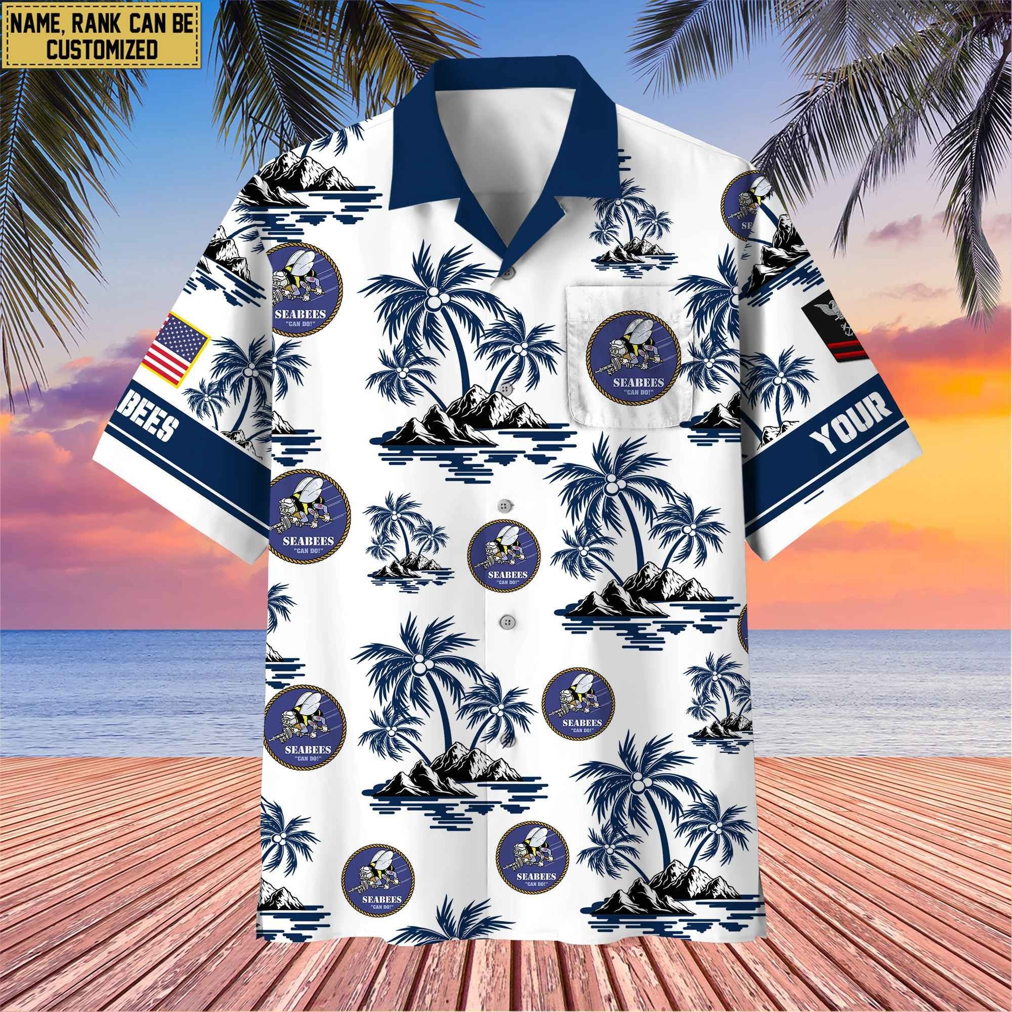 Premium Custom Name, Rank US Veterans Hawaii Shirt With Pocket, Gifts For Independence Day, Father's Day, Veterans Day, Gifts For Dad, Gifts For Husband Veteran BPVC190702