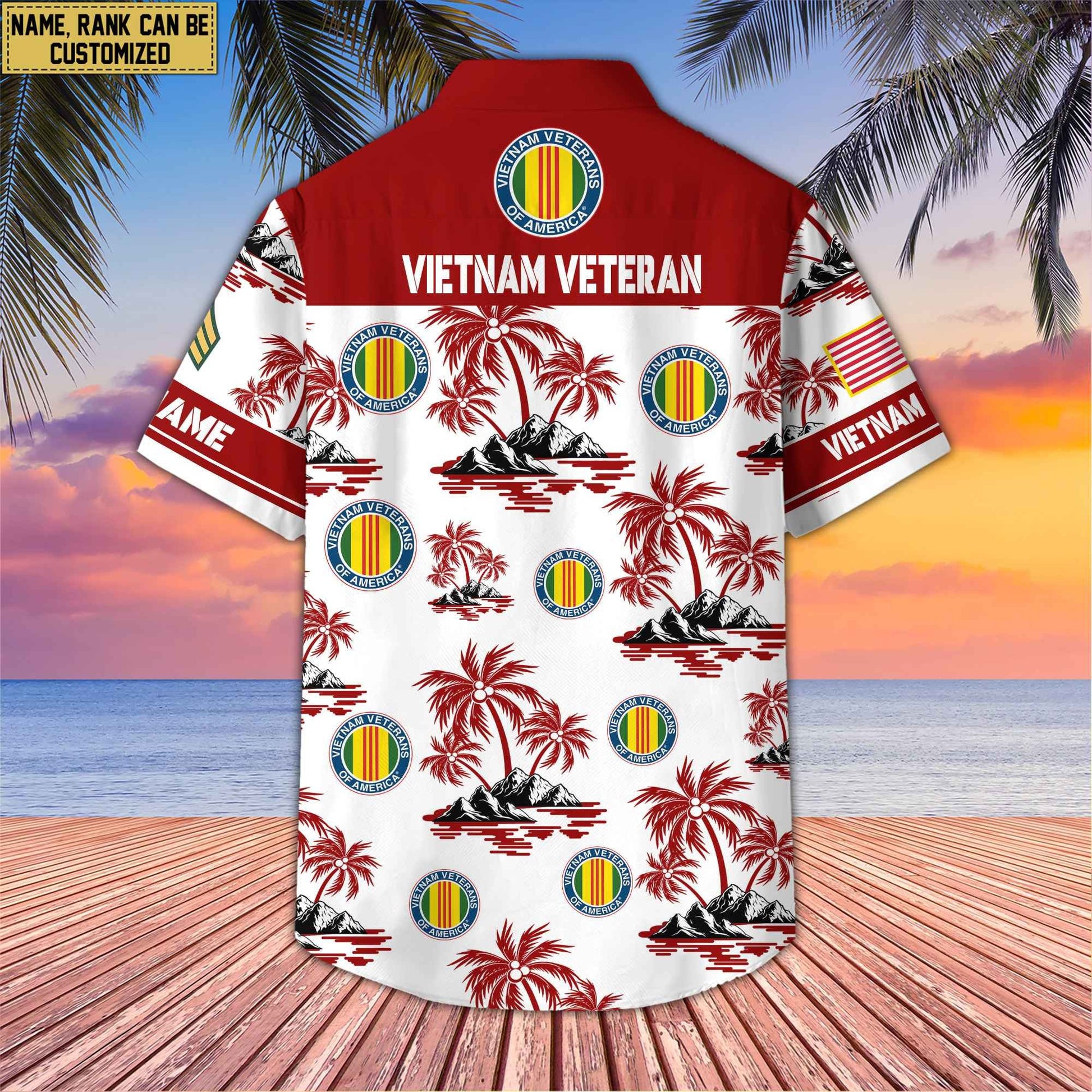 Premium Custom Name, Rank US Veterans Hawaii Shirt With Pocket, Gifts For Independence Day, Father's Day, Veterans Day, Gifts For Dad, Gifts For Husband Veteran BPVC190702
