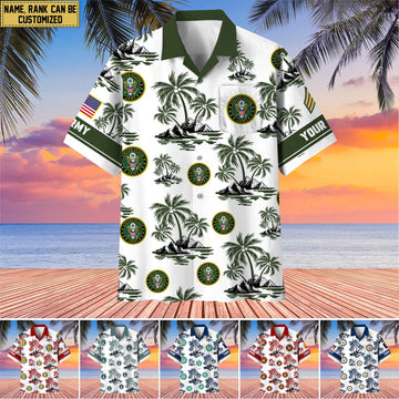 Premium Custom Name, Rank US Veterans Hawaii Shirt With Pocket, Gifts For Independence Day, Father's Day, Veterans Day, Gifts For Dad, Gifts For Husband Veteran BPVC190702