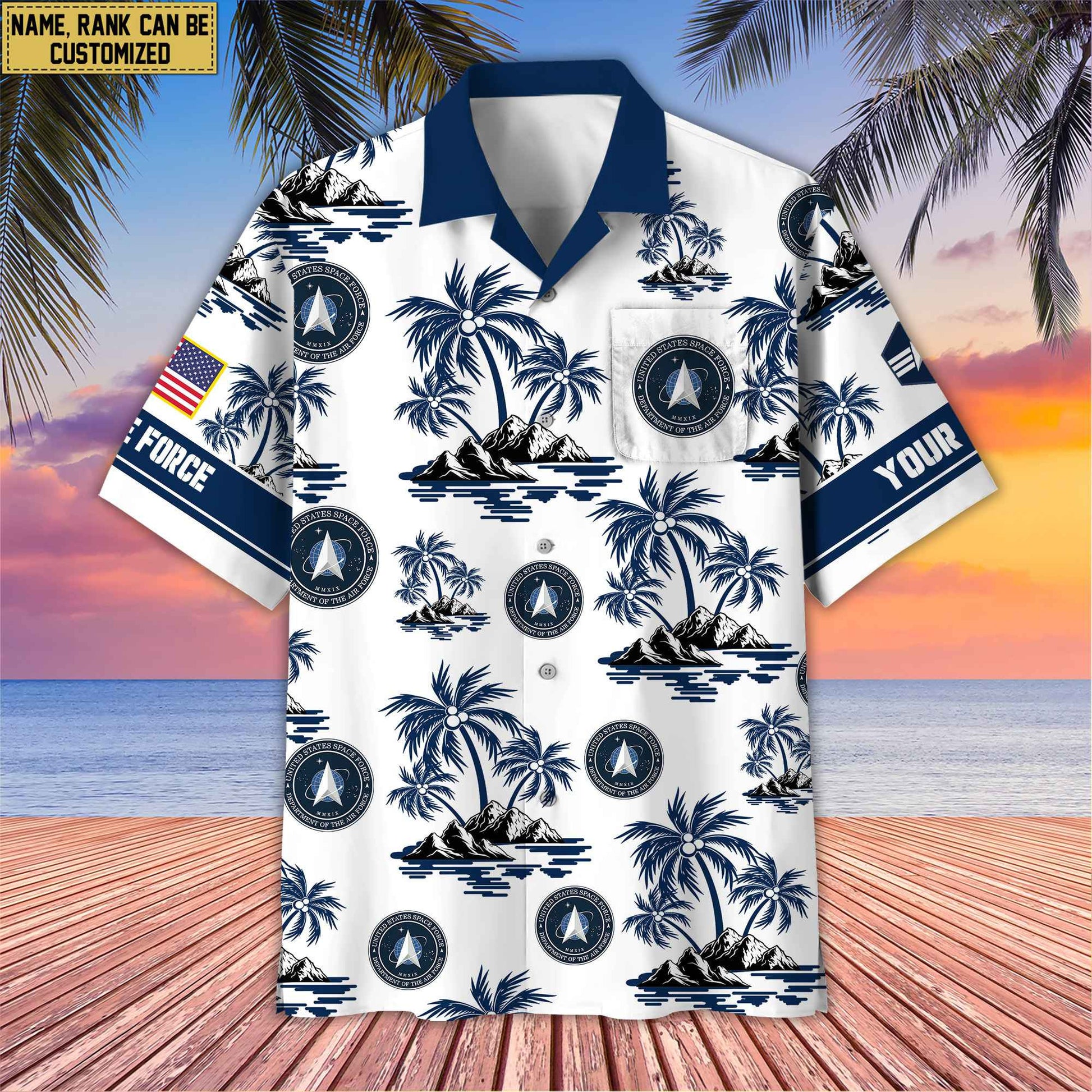 Premium Custom Name, Rank US Veterans Hawaii Shirt With Pocket, Gifts For Independence Day, Father's Day, Veterans Day, Gifts For Dad, Gifts For Husband Veteran BPVC190702