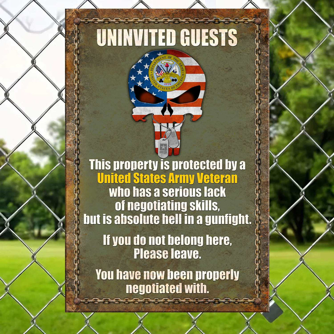 Premium US Army Veteran Metal Sign BPVC230710