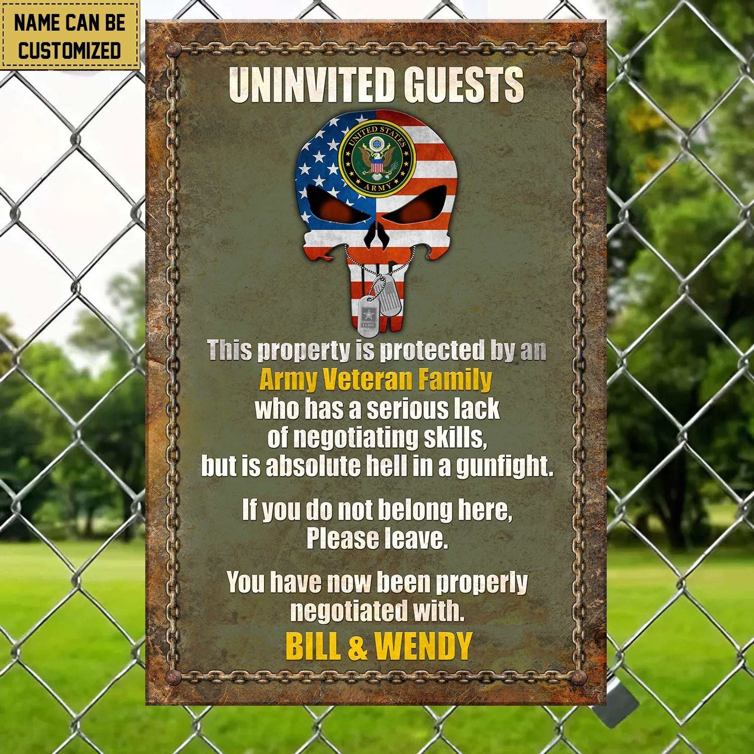 Premium Custom Name US Army Veteran Metal Sign BPVC230711