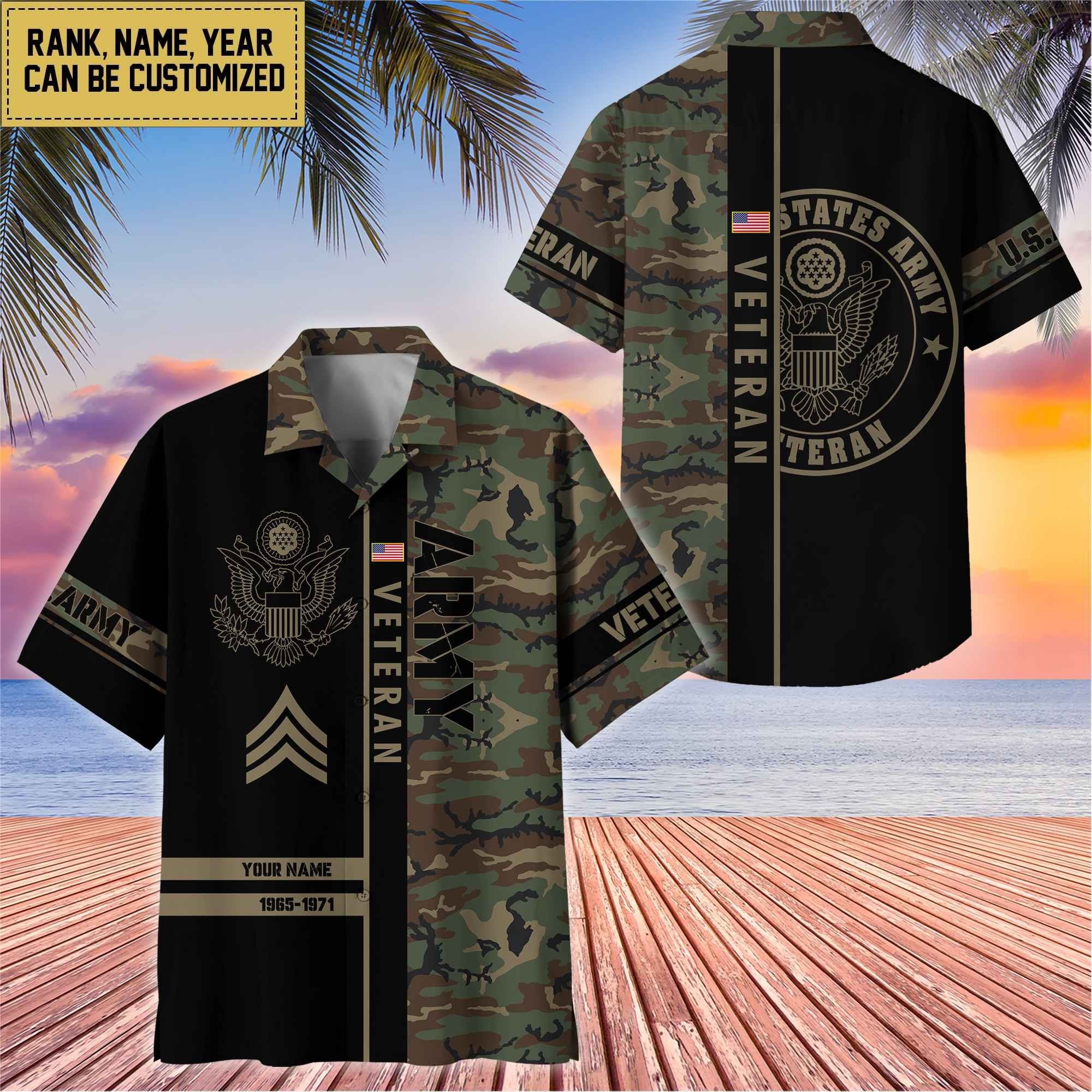 Premium Personalized US Veterans Hawaii Shirt, Gifts For Dad, For Husband Veteran BPVC110701