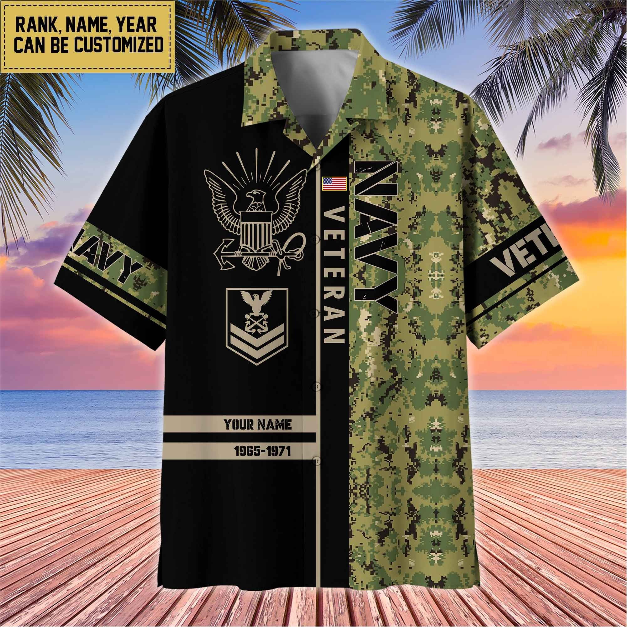 Premium Personalized US Veterans Hawaii Shirt, Gifts For Dad, For Husband Veteran BPVC110701
