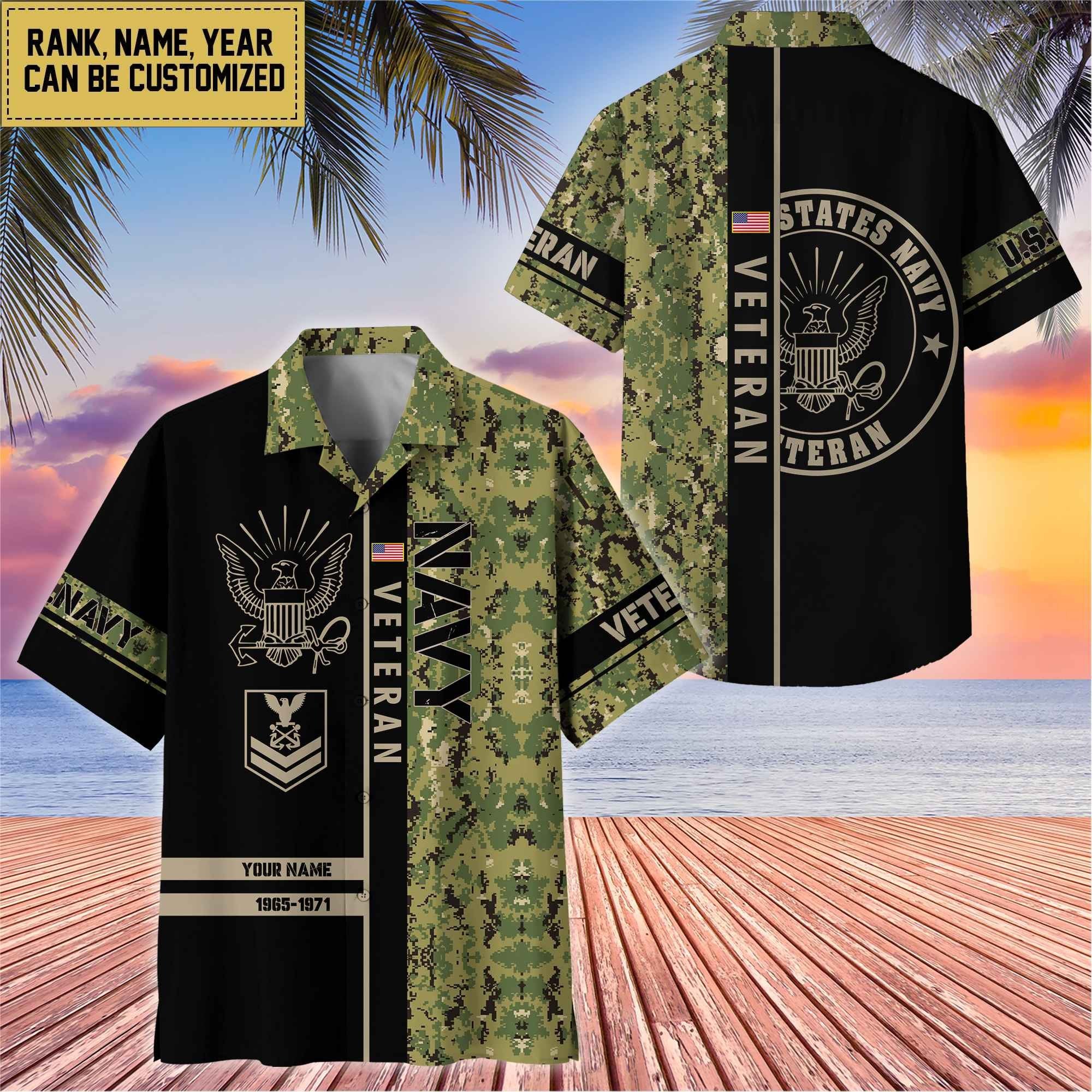 Premium Personalized US Veterans Hawaii Shirt, Gifts For Dad, For Husband Veteran BPVC110701