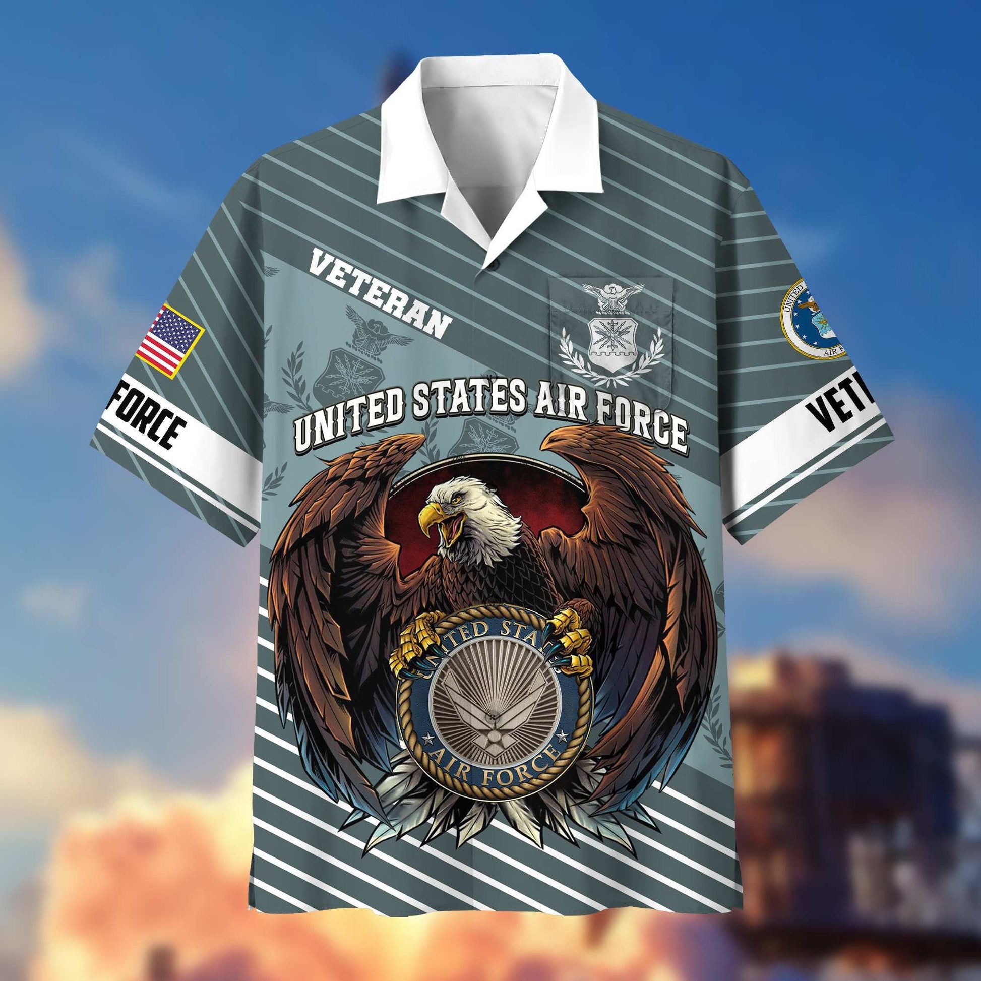 Premium US Veterans Hawaiian Shirt With Pocket, Gifts For Independence Day, Father's Day, Veterans Day, Gifts For Dad, Gifts For Husband Veteran BPVC250702